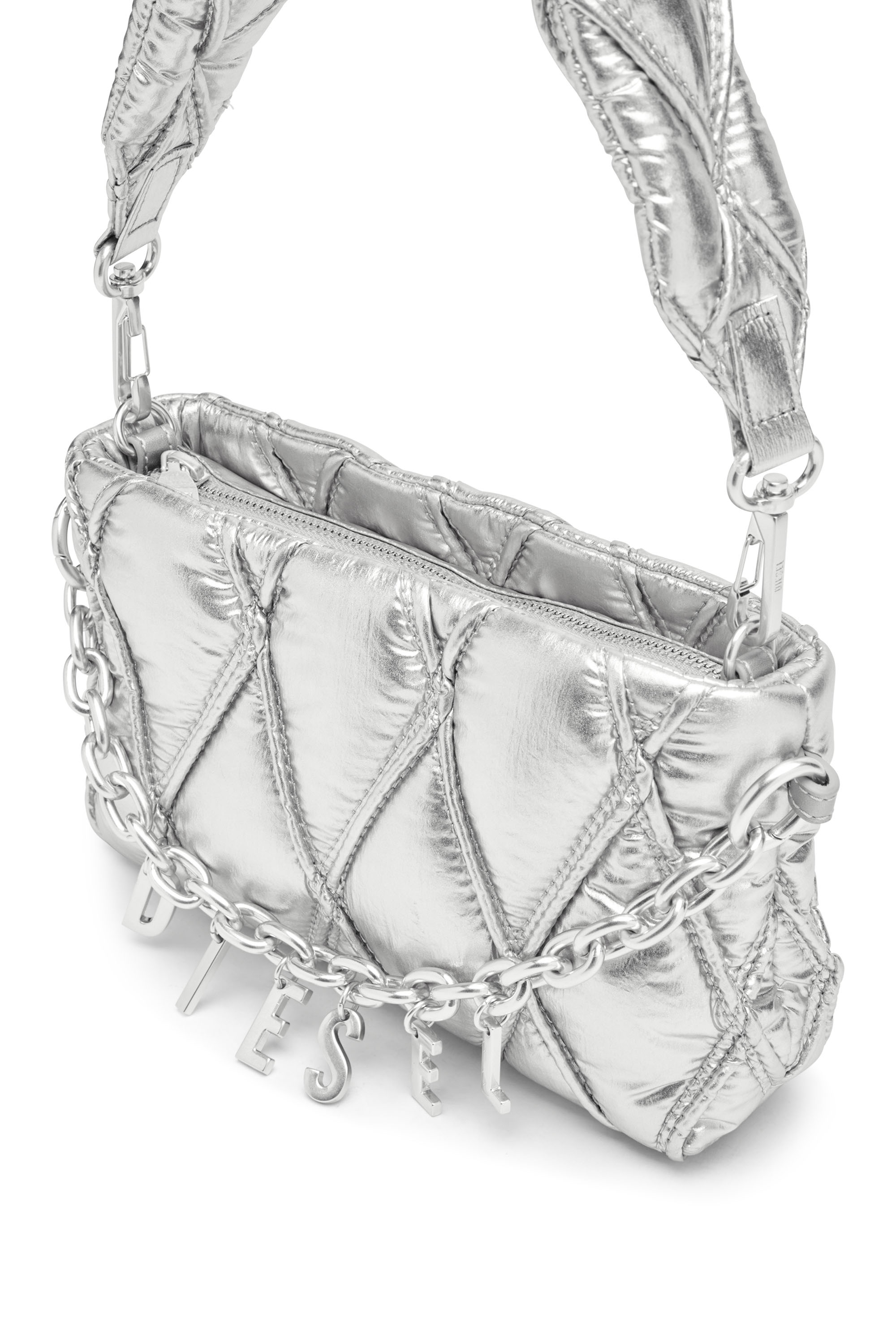 Diesel - CHARM-D POUCH, Woman's Wallet purse in metallic quilted nylon in null - 5
