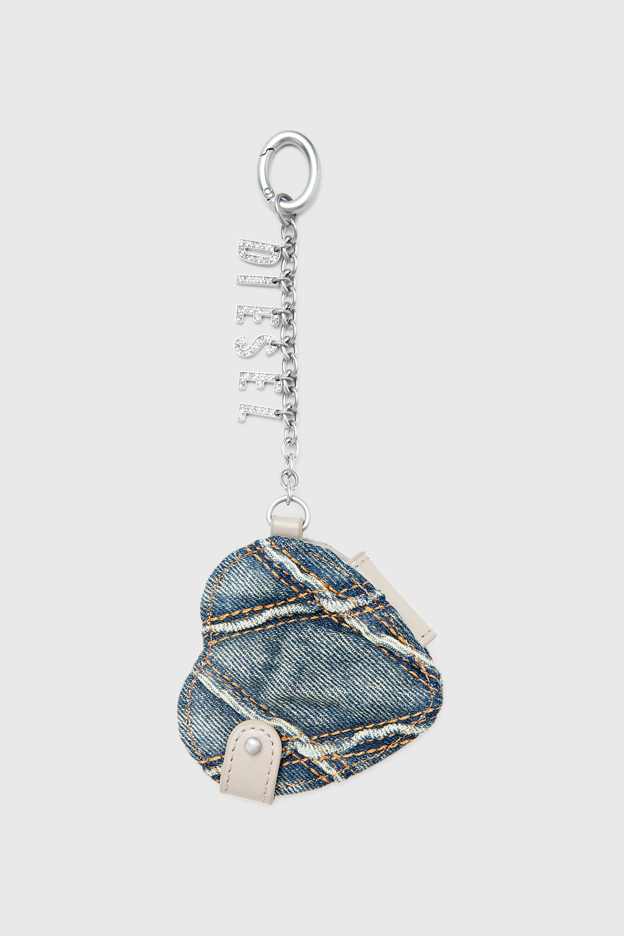 Mirror charm in argyle quilted denim