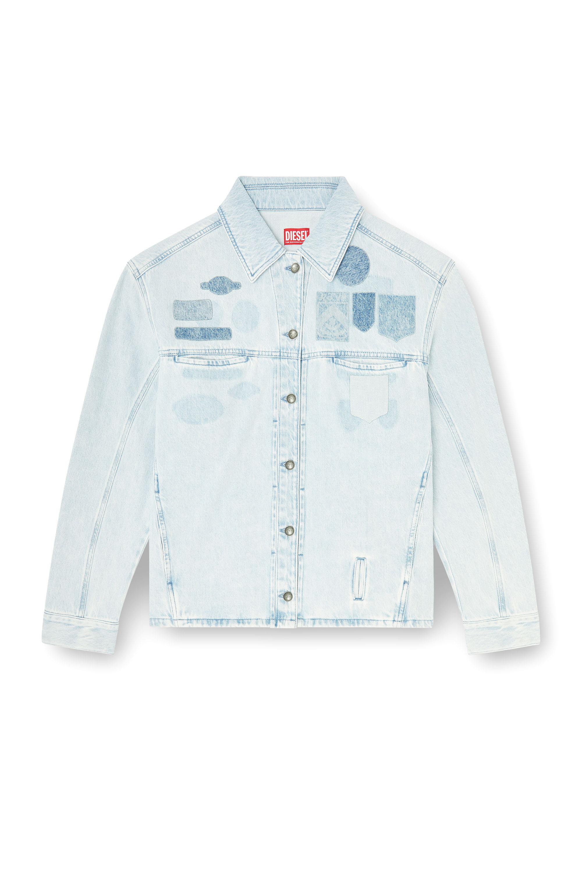 Diesel - D-RYMAVO-S, Unisex's Denim overshirt with patch effects in Light Blue - 2