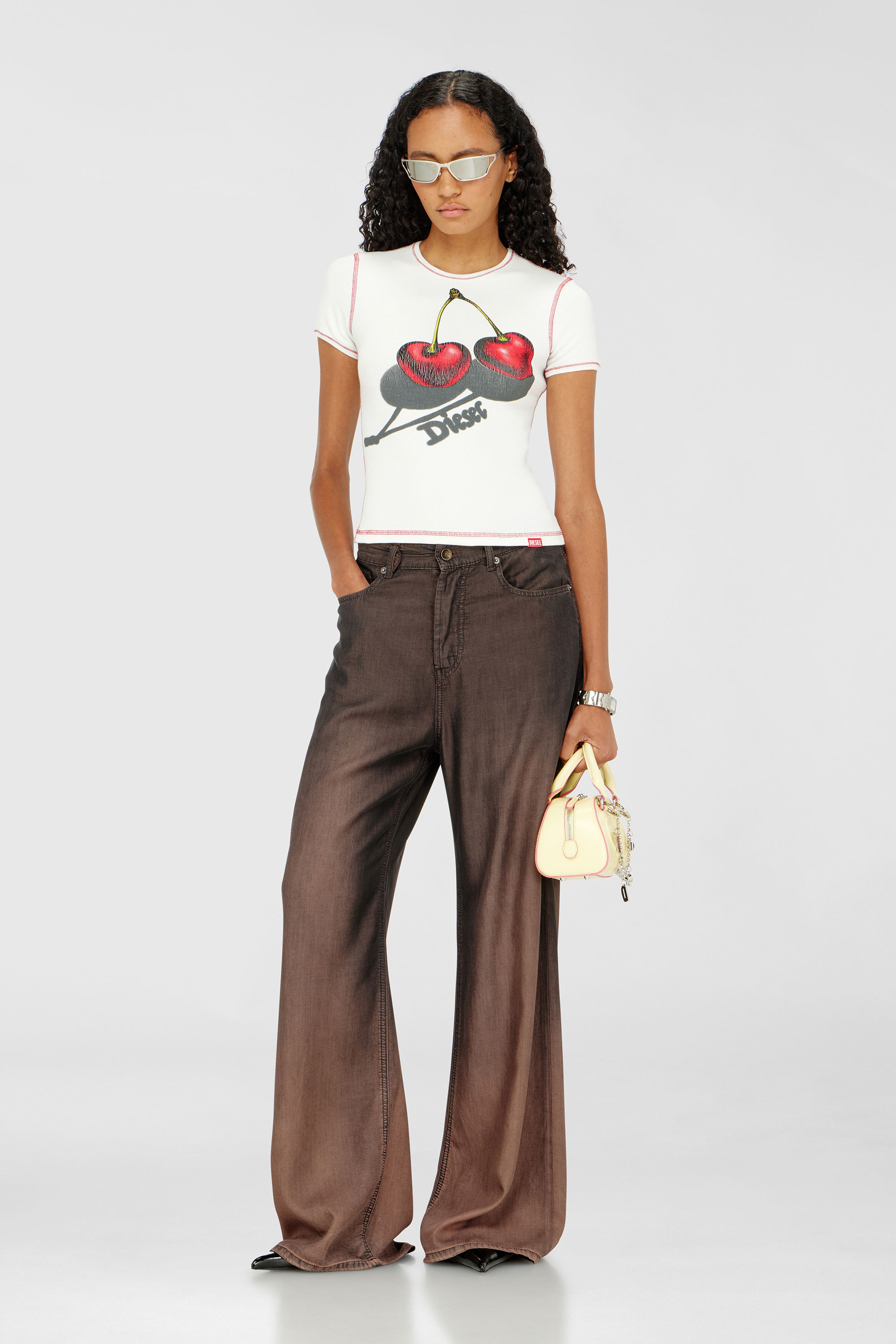 Diesel - SV-T-ELE-CHER, Woman's Slim cotton T-shirt with cherry print in White - 1
