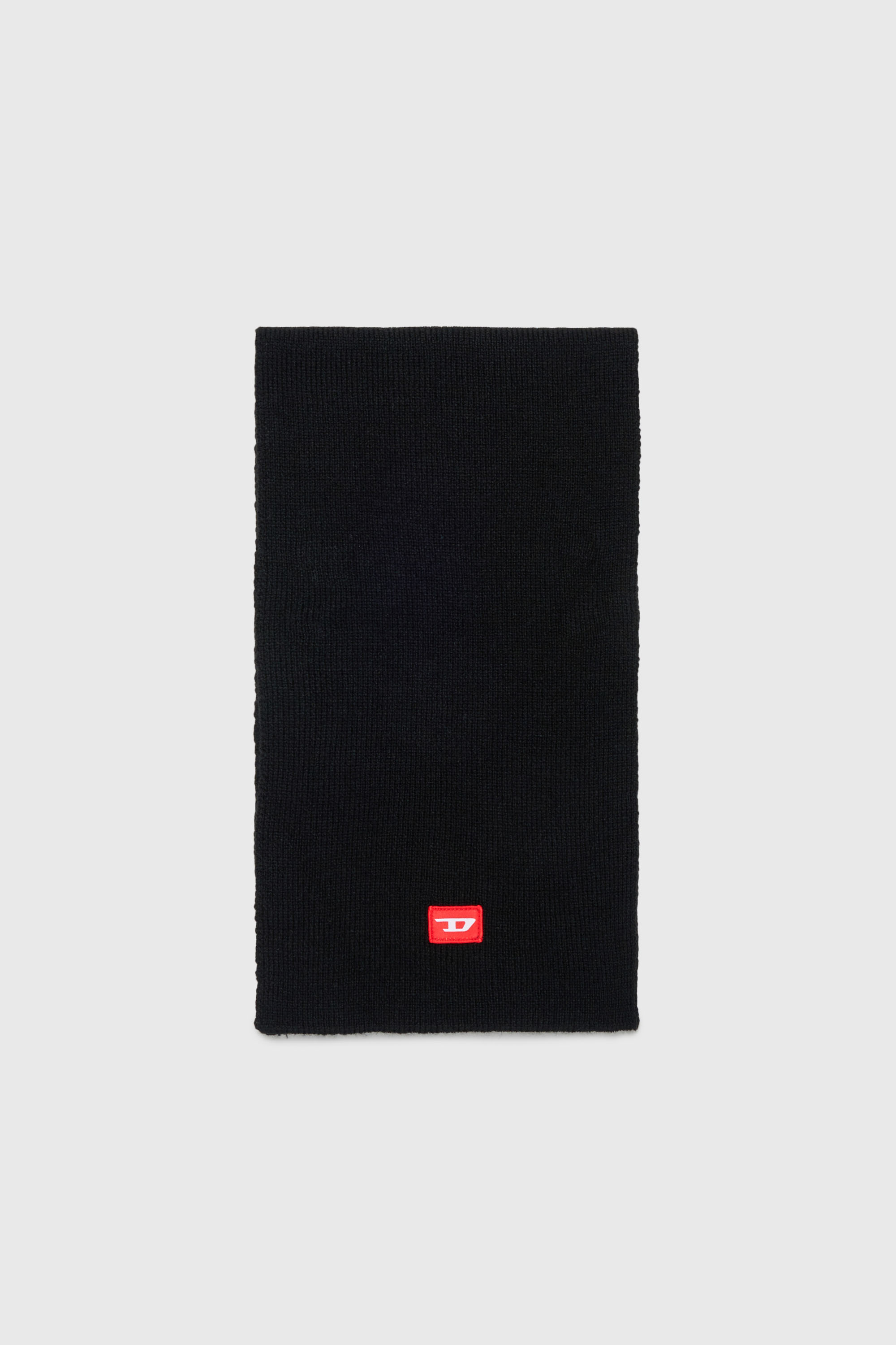 Diesel - RLOT, Unisex's Wool-blend scarf with D logo patch in Black - 1
