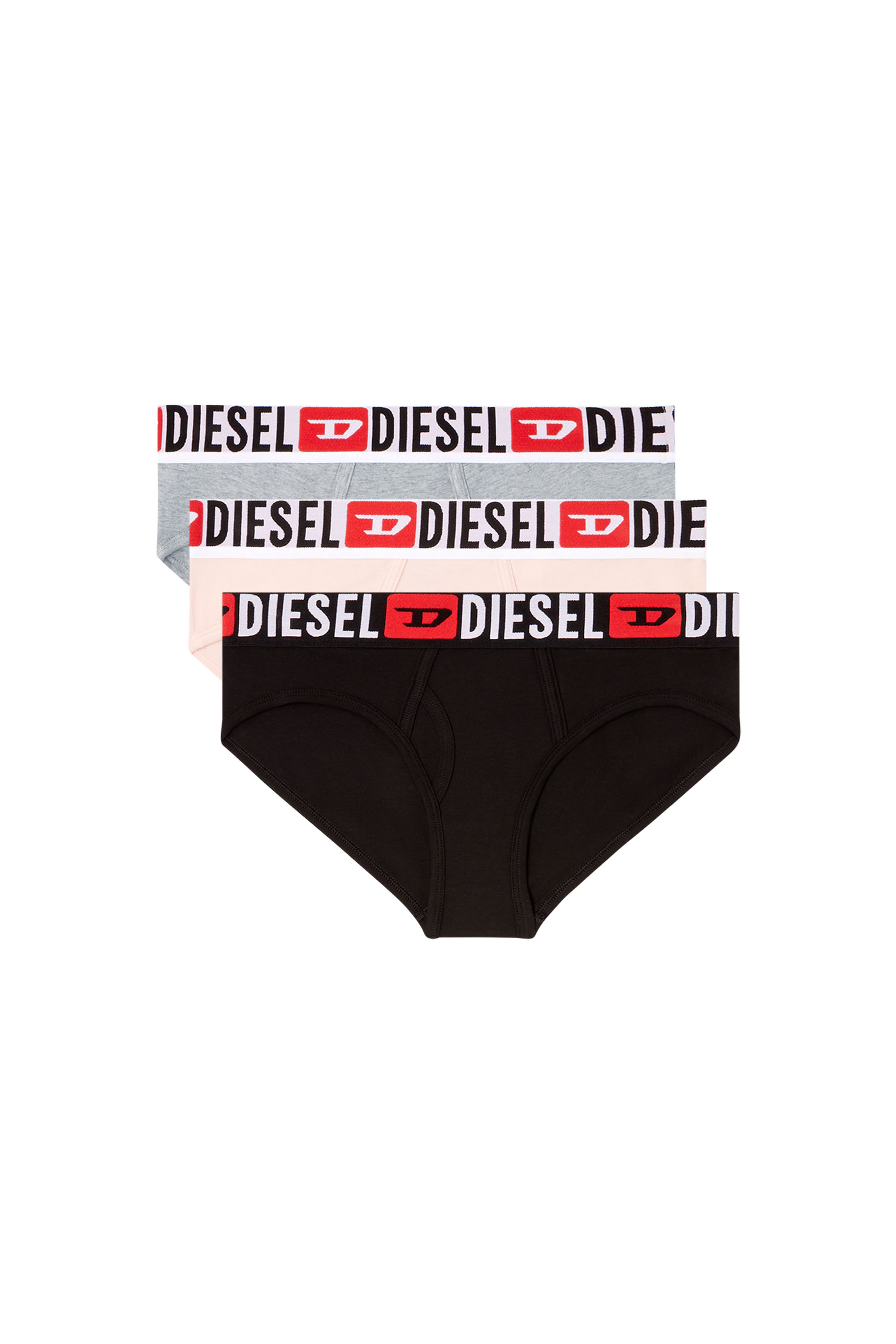 Diesel - OXY-D-CORE-3PACK, Woman's Three-pack briefs with maxi-logo waist in Pink/Grey - 2
