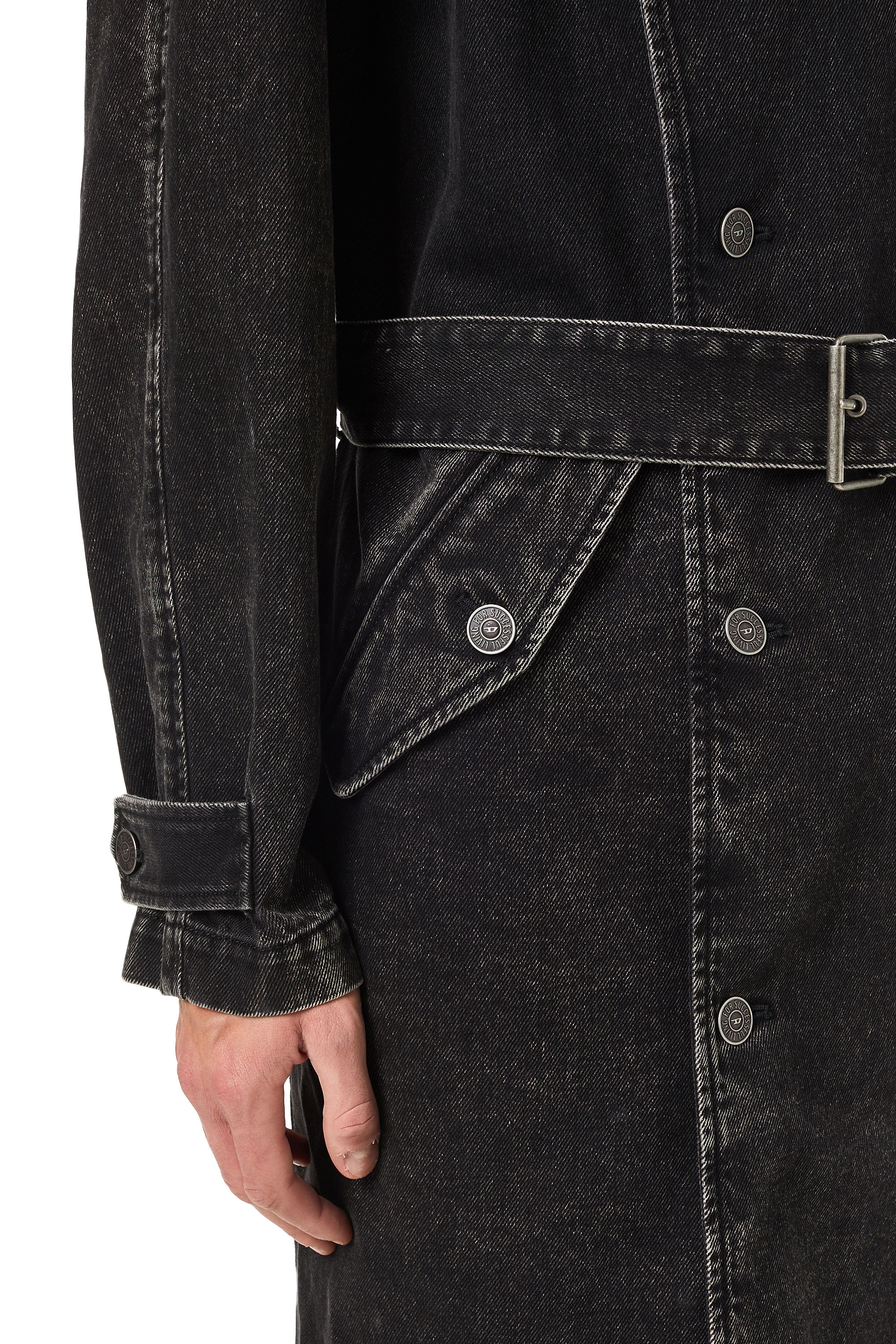 Diesel - D-DELIRIOUS DOUBLE BREASTED TRENCH COAT, Black/Dark grey - Image 5
