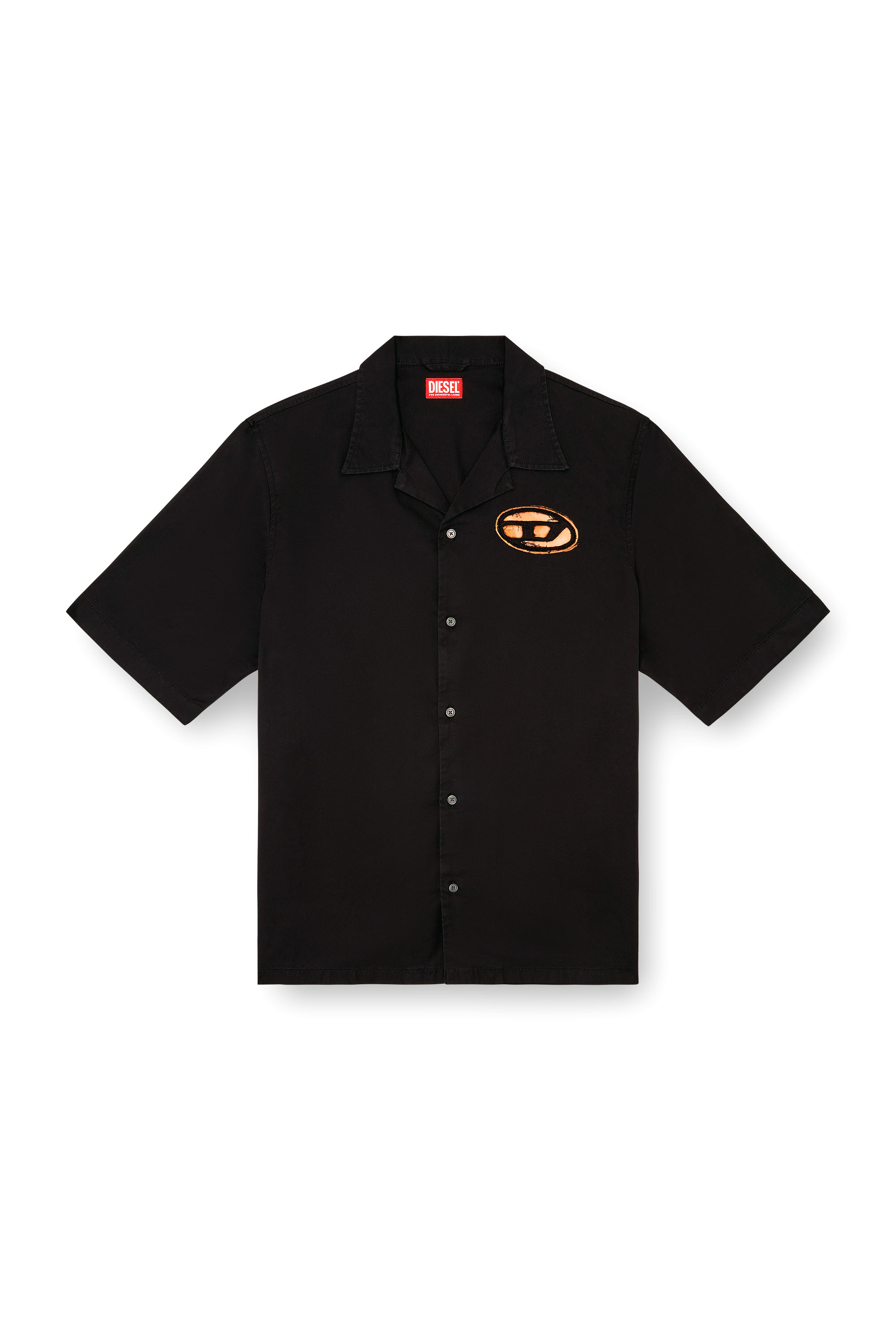 Diesel - S-STAN-BLEACH, Man's Bowling shirt with bleached effect in Black - 3