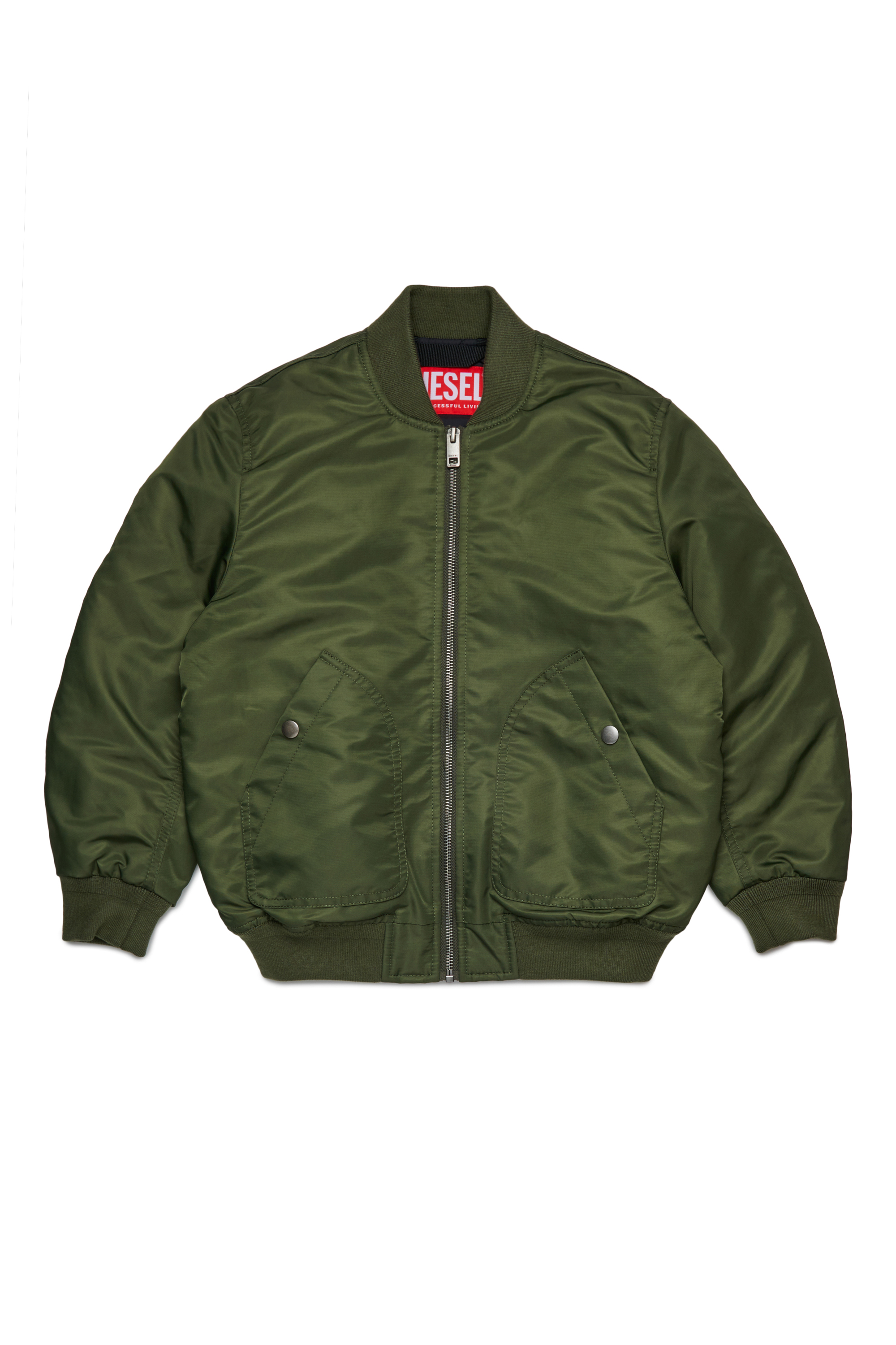 Diesel - JHELD, Man's Nylon bomber jacket with embroidered logo in Green - 1