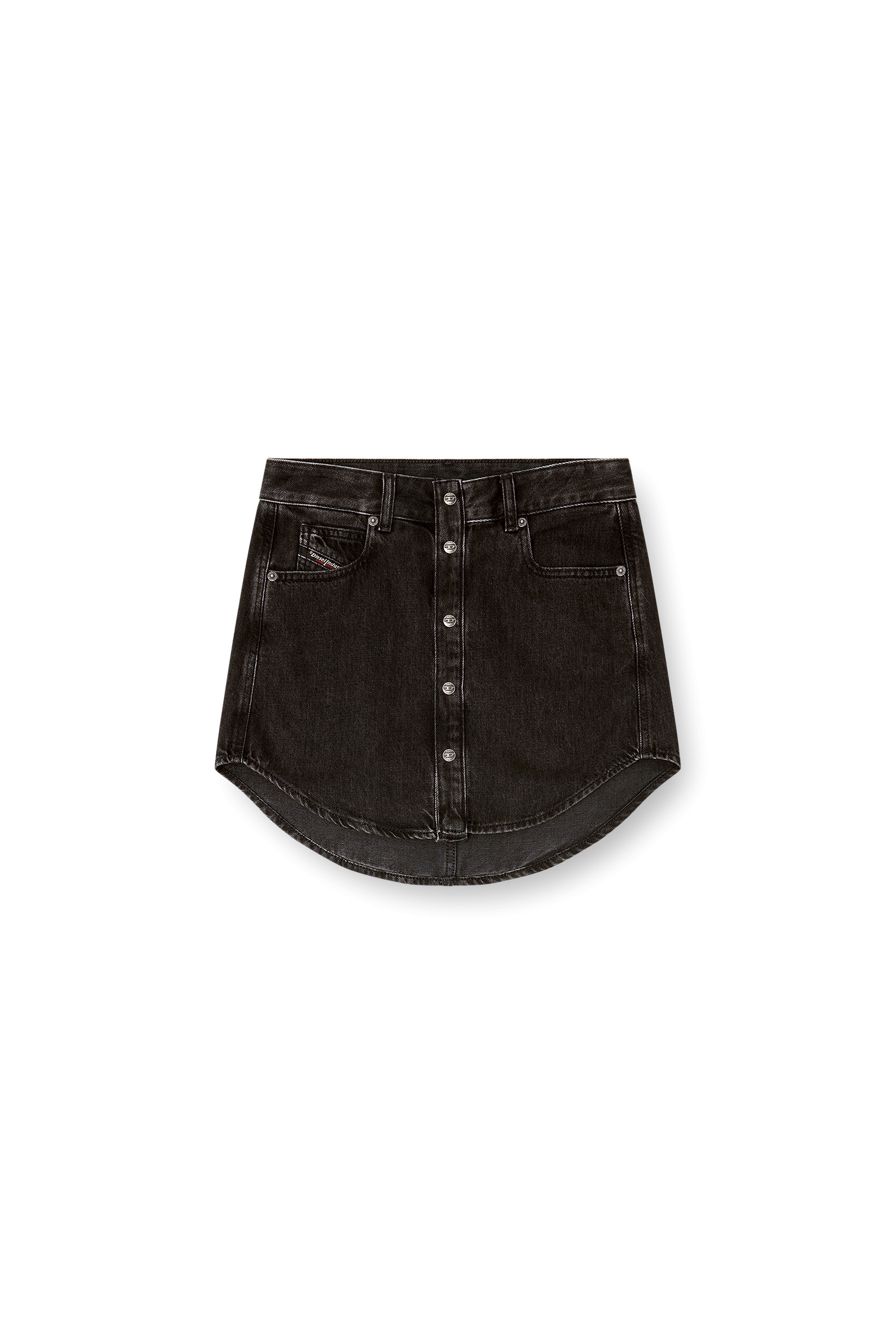 Diesel - DE-ARD, Woman's Denim button-front miniskirt in Black - 2