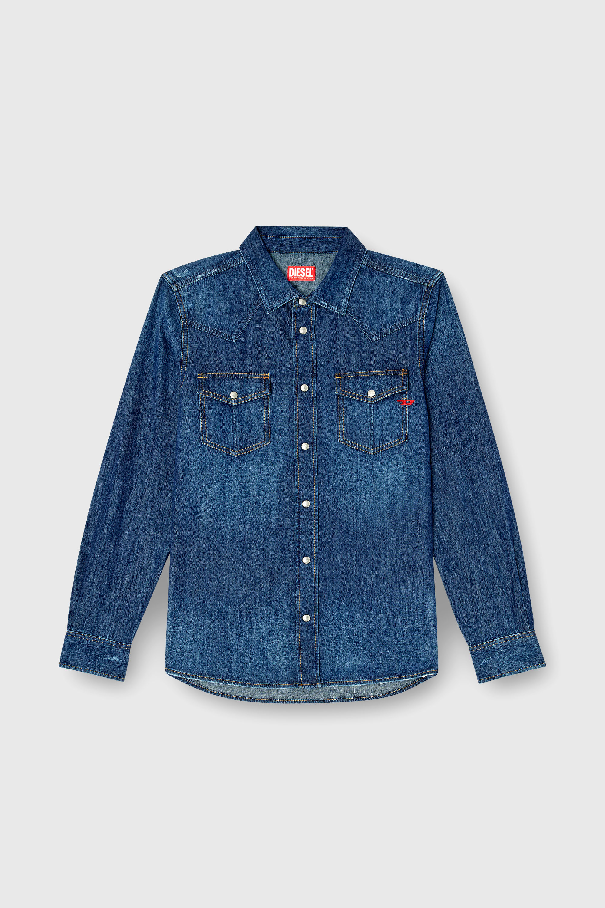 Diesel - D-VEGA, Man's Denim overshirt in Dark Blue - 1