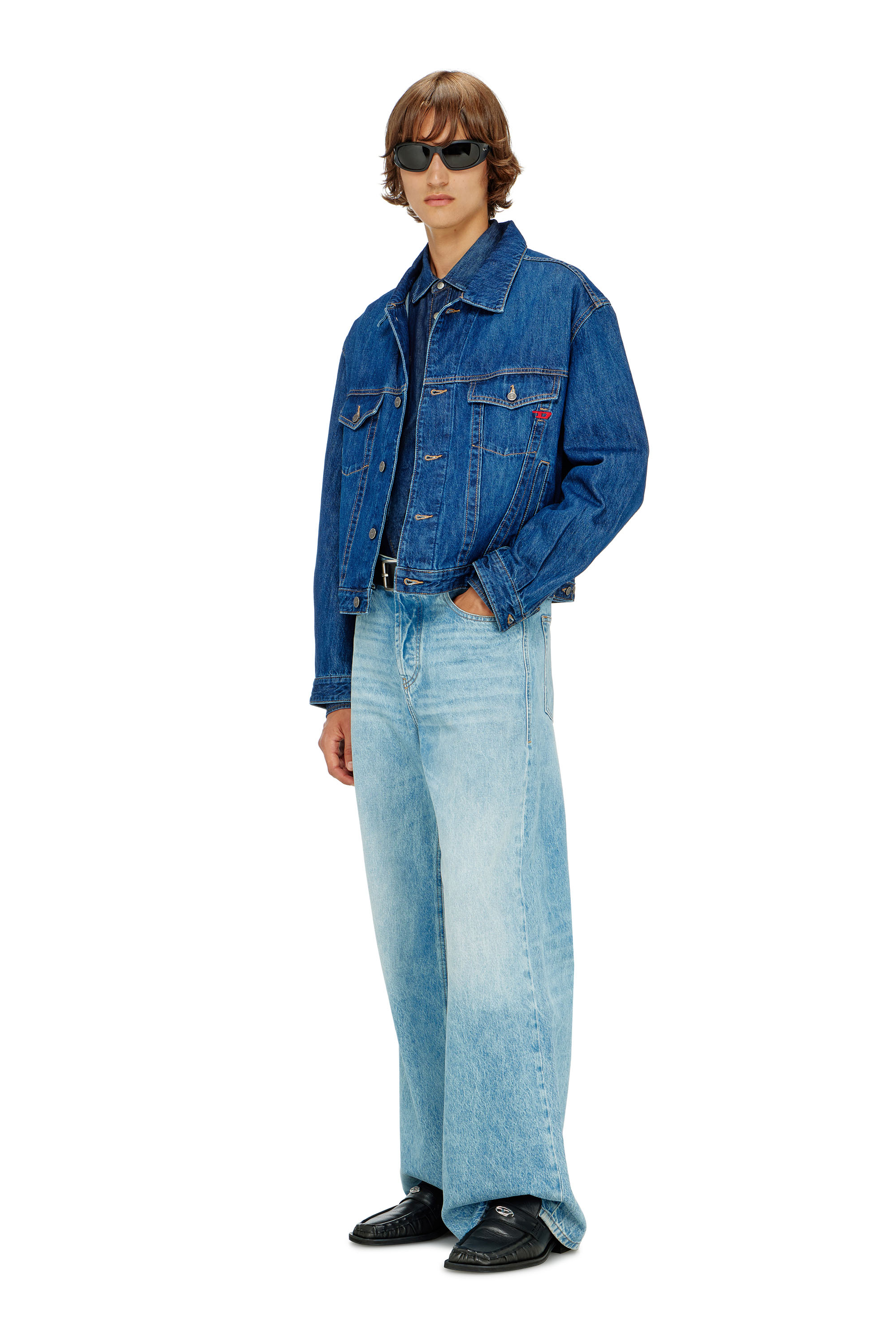 Diesel - D-RANGER, Man's Trucker jacket in denim in Medium blue - 1