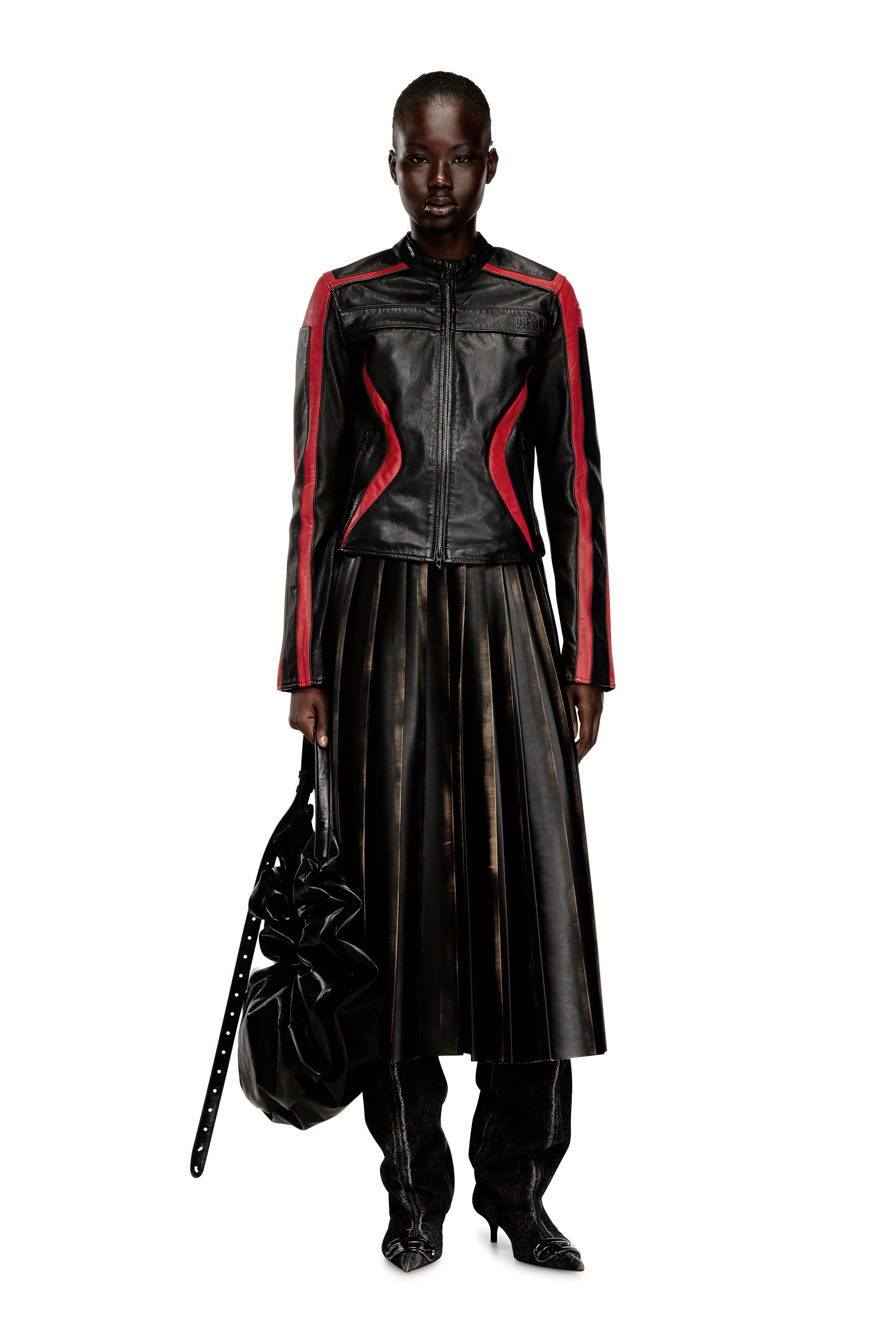 Diesel - O-SAKA, Woman's Distressed pleated midi skirt in null - 2