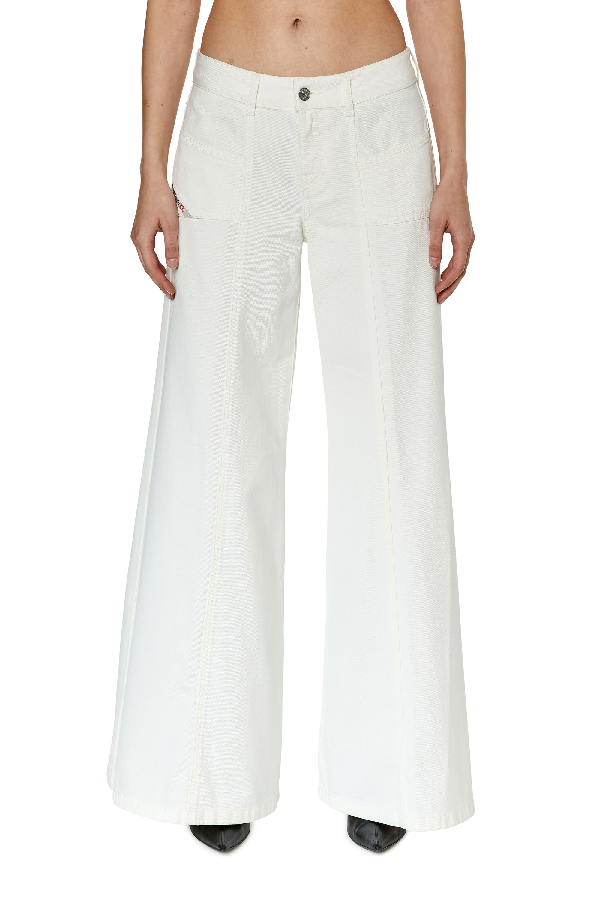Diesel - D-Aki 068JQ Bootcut and Flare Jeans, White - Image 1