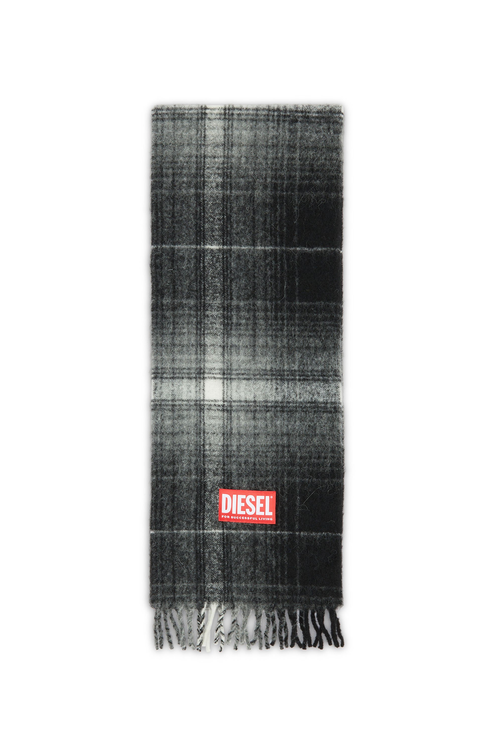 Diesel - S-BESTRO, Man Checked scarf in wool and alpaca in Black - Image 1