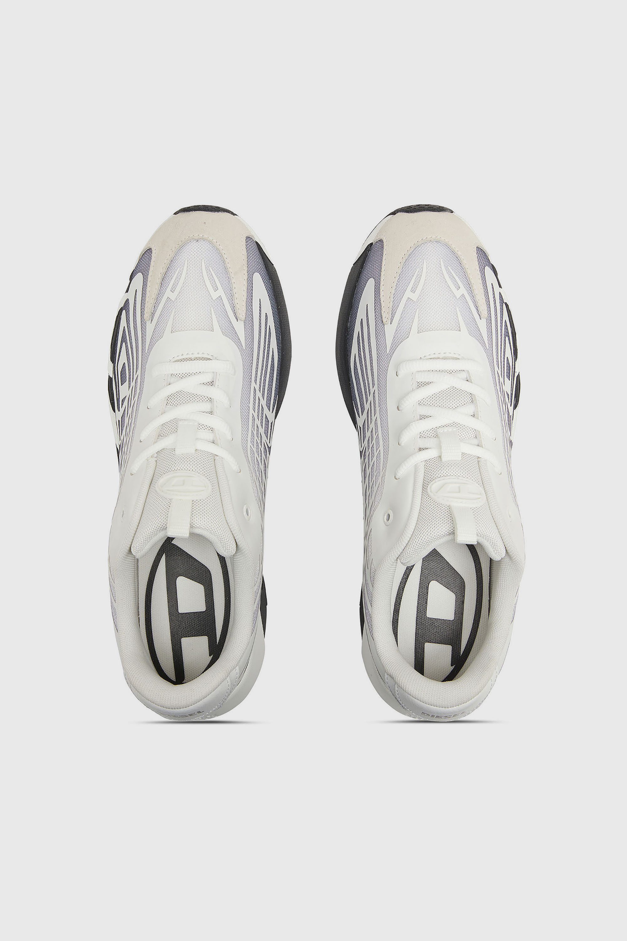 Diesel - S-D-VIT'S 500 LOW, Man's D-Vit-Sneakers in striped d&eacute;grad&eacute; mesh in White/Grey - 4