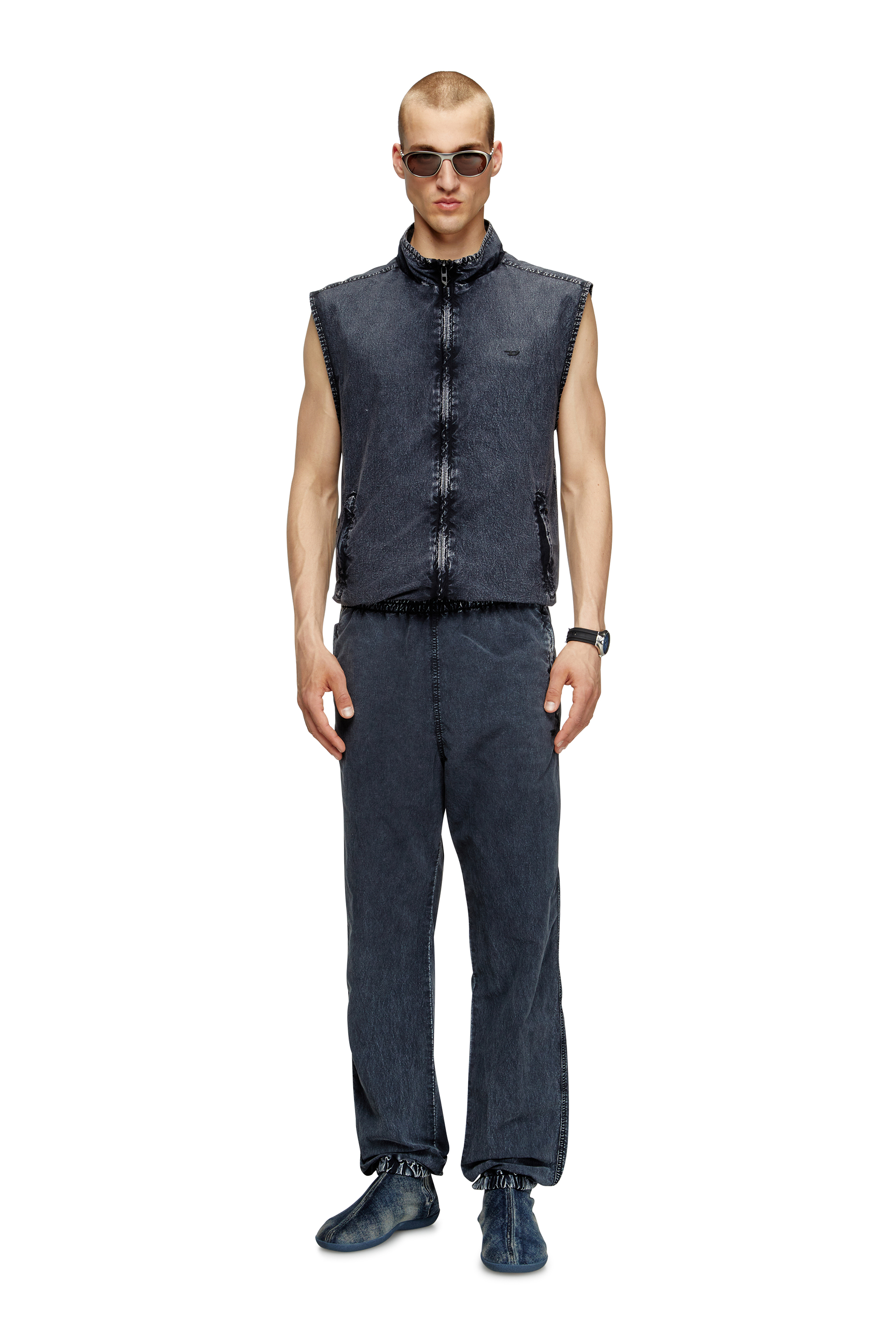 Diesel - J-ERB, Man's Vest in recycled nylon taslan in Dark Blue - 1