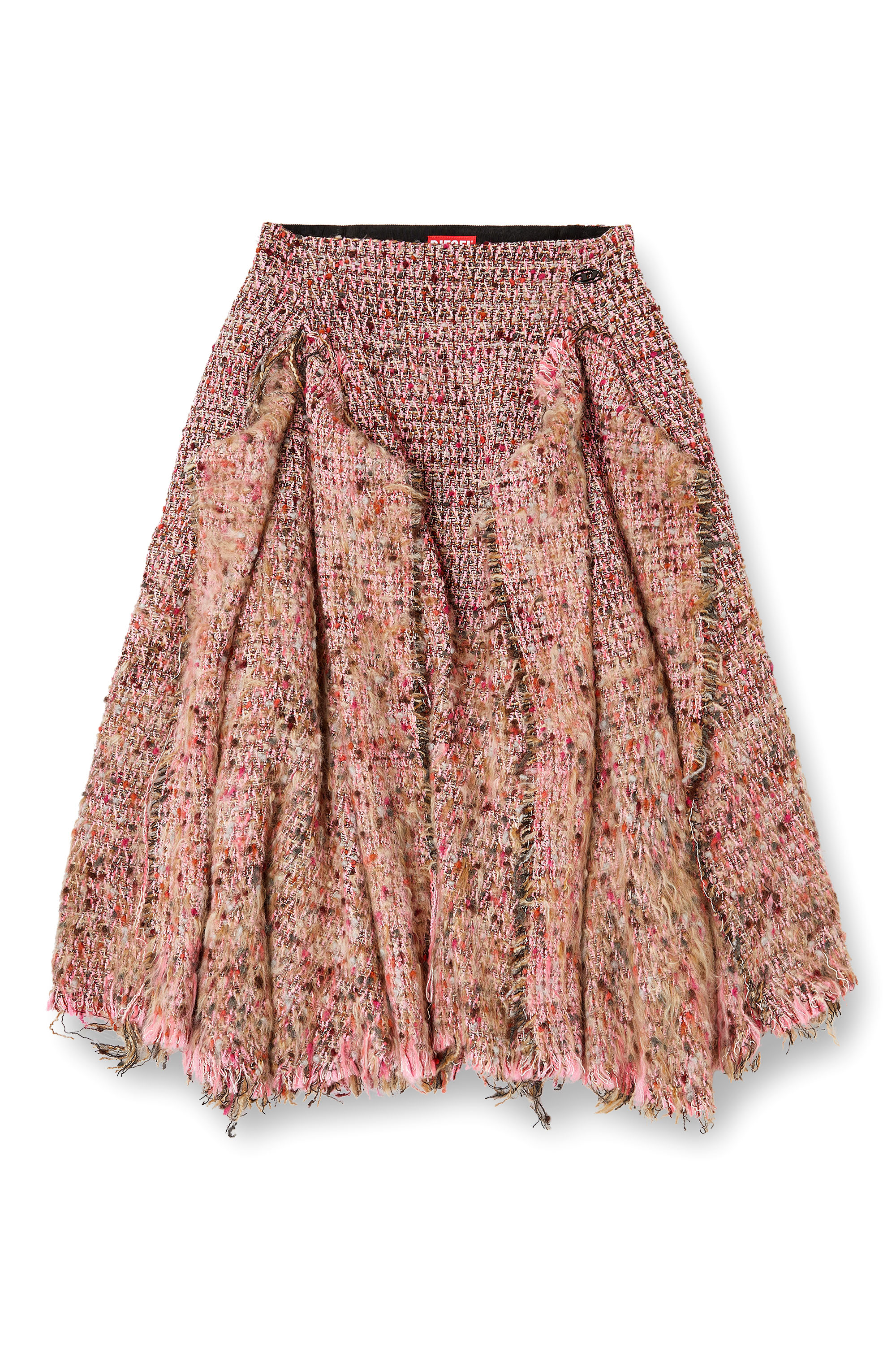 Diesel - O-RIELLA, Woman's Brushed bouclé skirt with frayed hem in Pink - 2