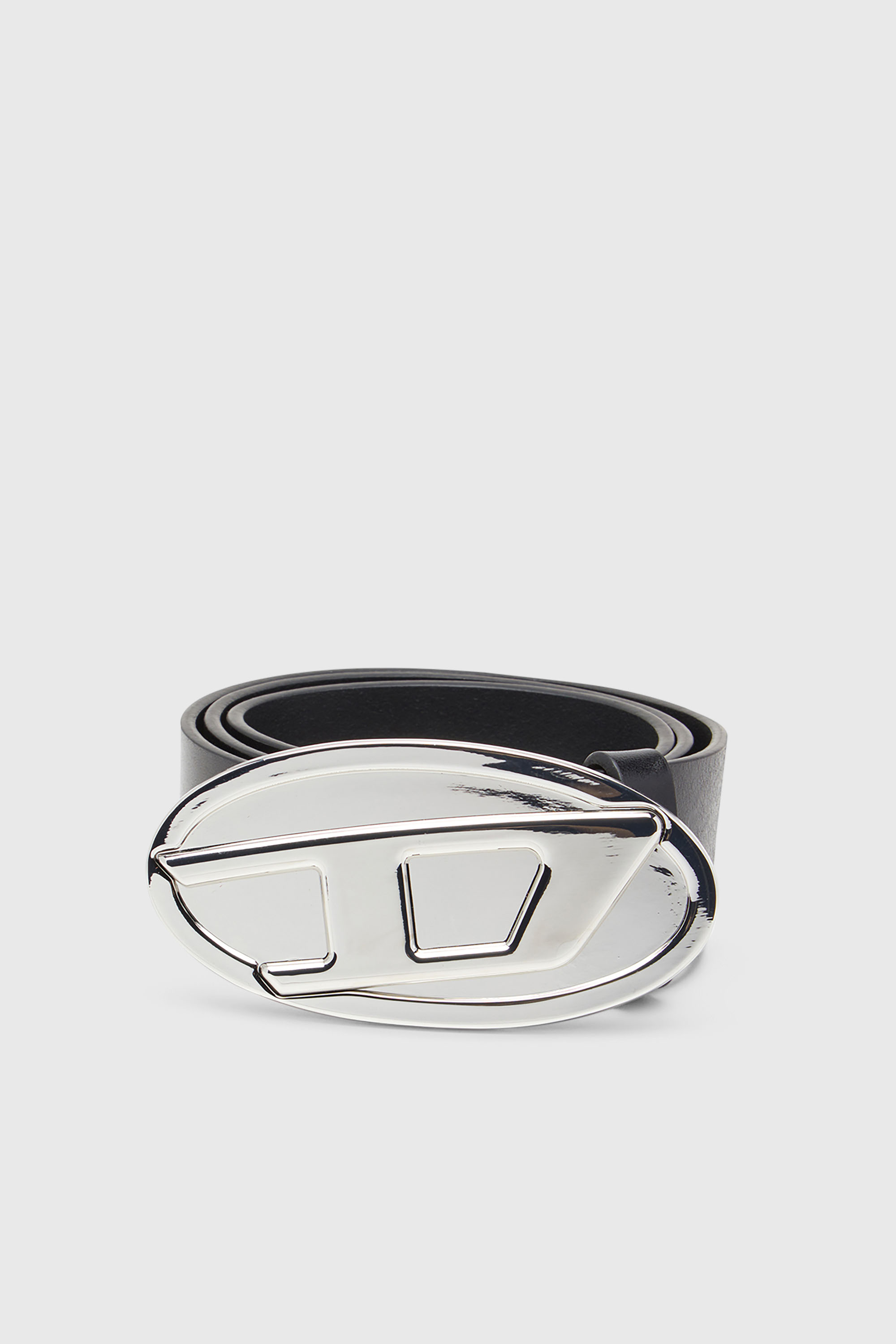 Diesel - B-1DR 2.0, Woman's 4cm leather belt with Oval D plaque in Black - 1