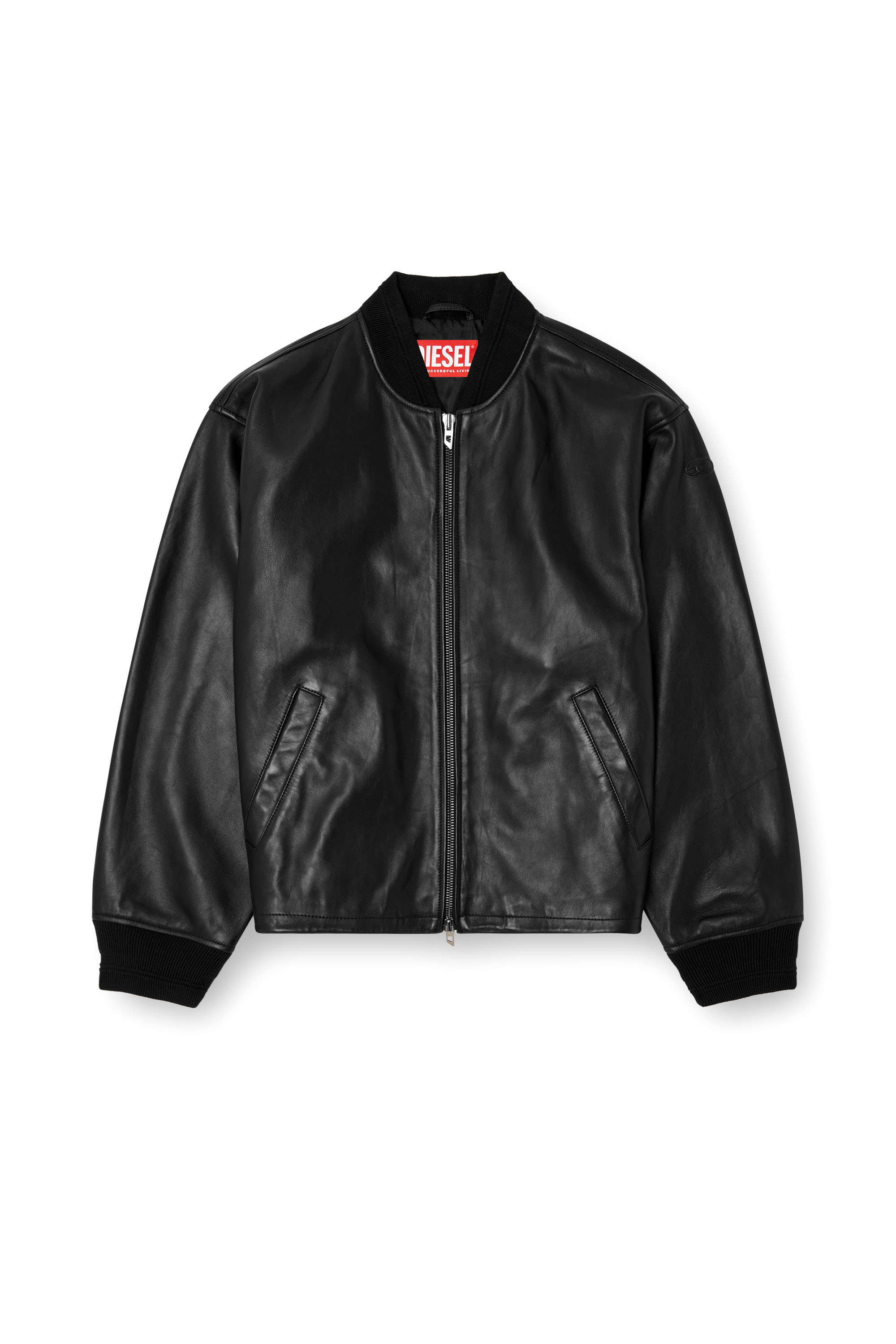 Diesel - L-KHAT, Man's Waxed-leather bomber jacket in Black - 2