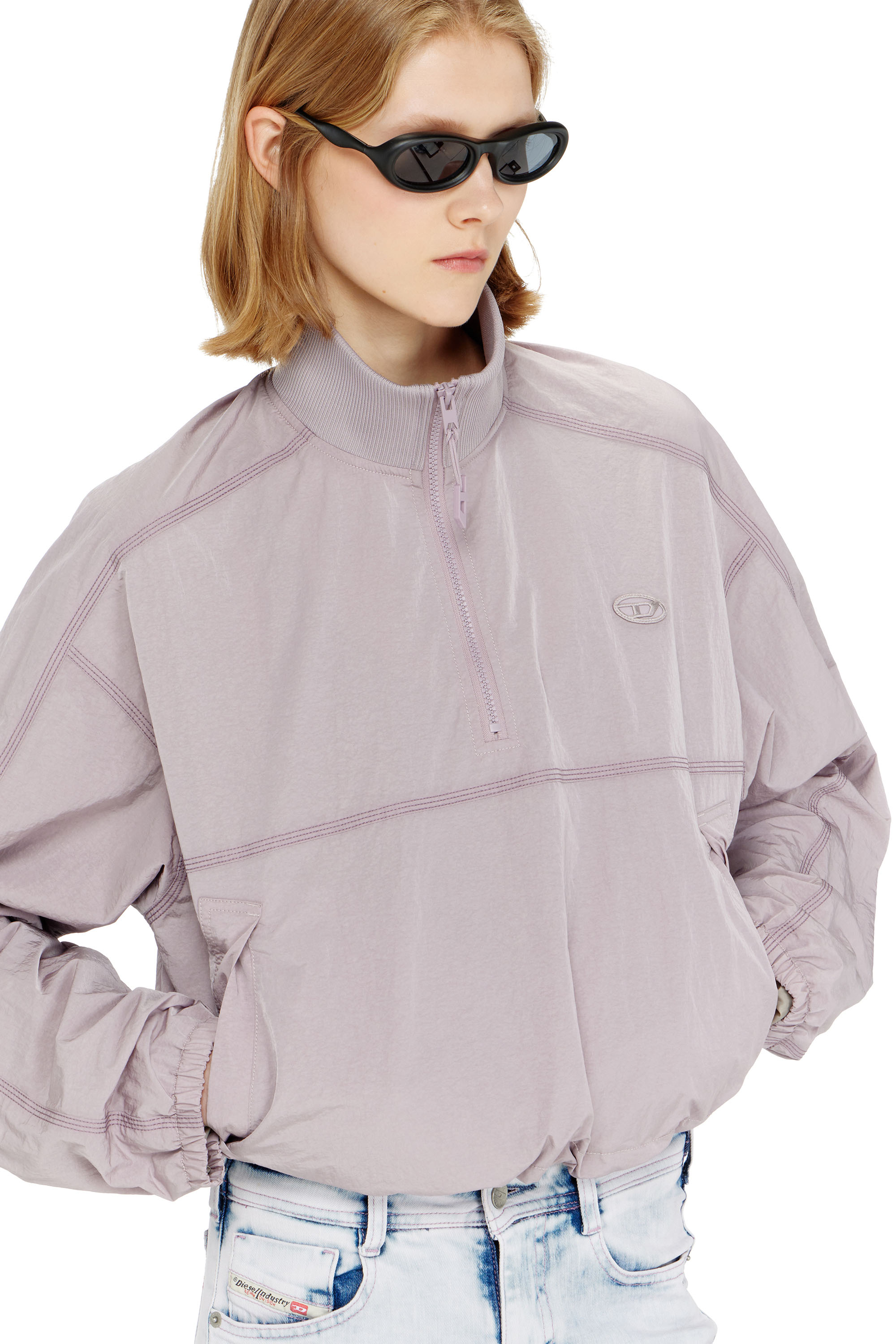 Diesel - G-ANOCK, Woman's Relaxed nylon jacket with mock neck in null - 5