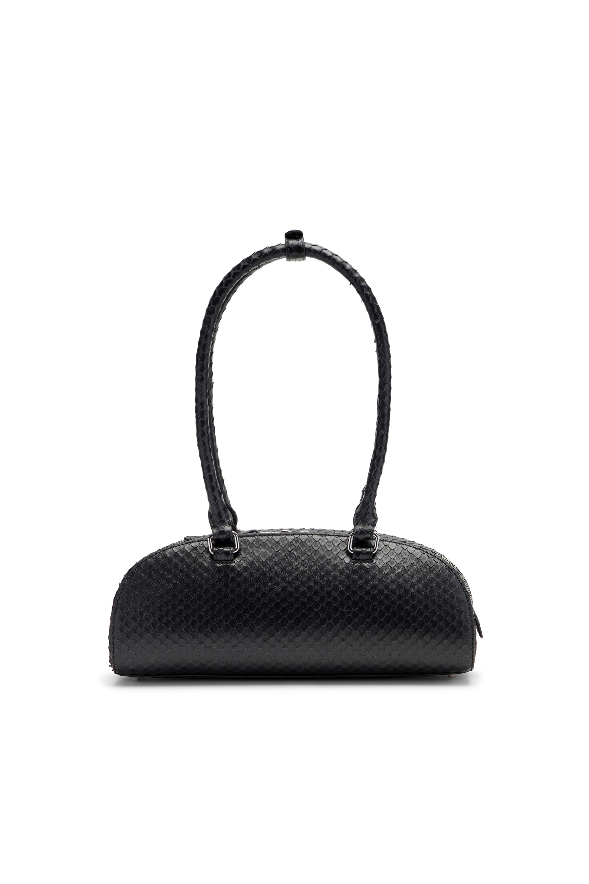 Diesel - 1DR DOME SHOULDER EW, Woman's 1DR Dome-Elongated bowling bag in textured leather in Black - 4