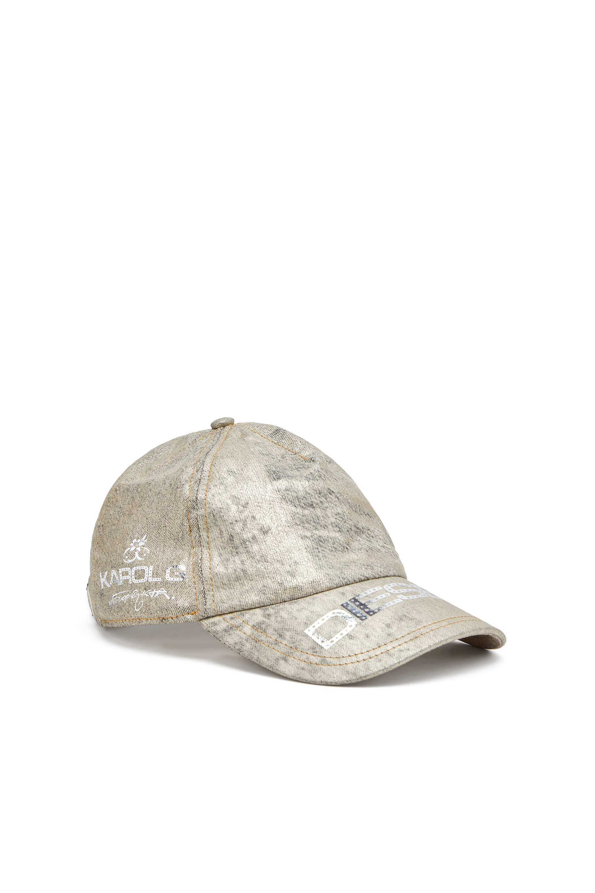 Diesel - Dile_Luna Cap, Woman's Baseball cap in metallic denim in Gold - 1