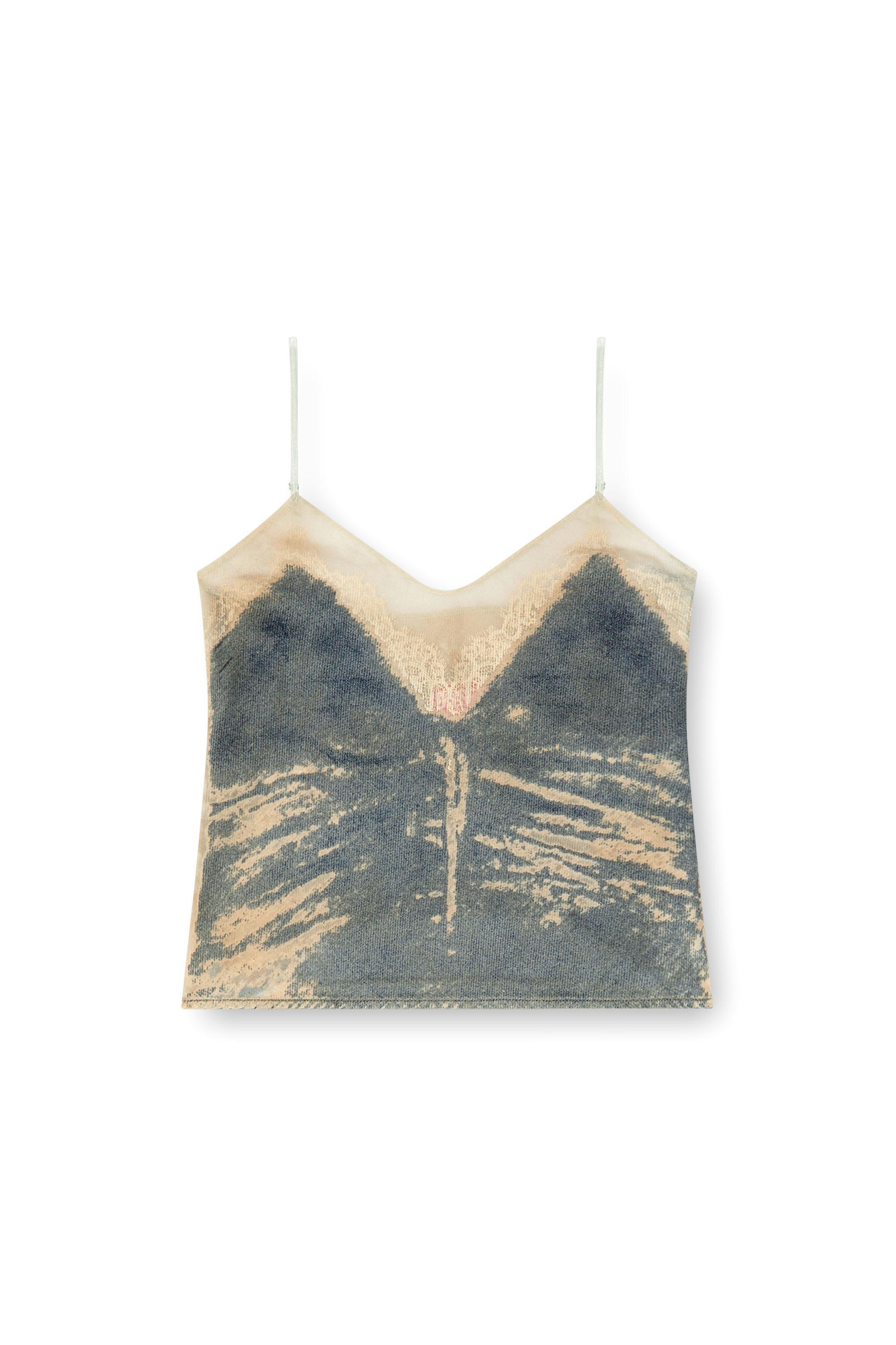 Diesel - DE-TRE-FSF, Woman's Strappy top in floating devoré denim in Dark Blue - 3