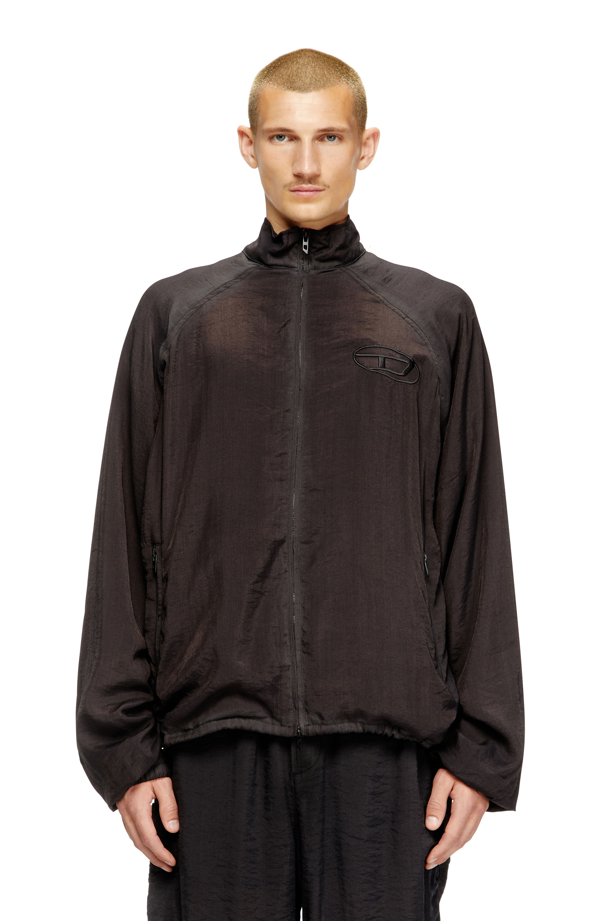 Diesel - J-HENRI-SOUVENIR, Man's Souvenir-style embroidered track jacket in Dark grey - 3