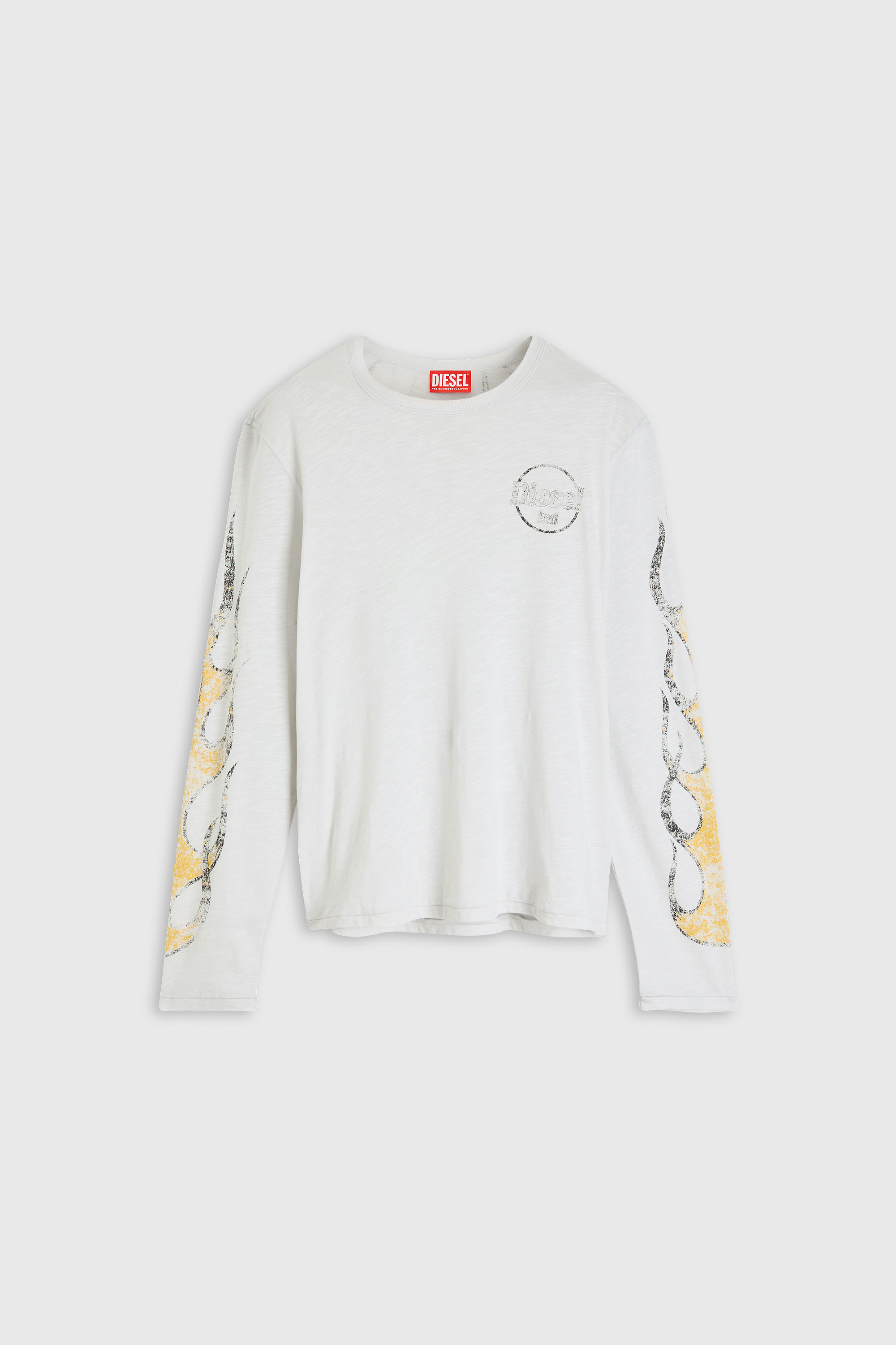 Diesel - T-NOTS-LS, Man's Long-sleeve T-shirt in slub jersey with crack print in White - 2