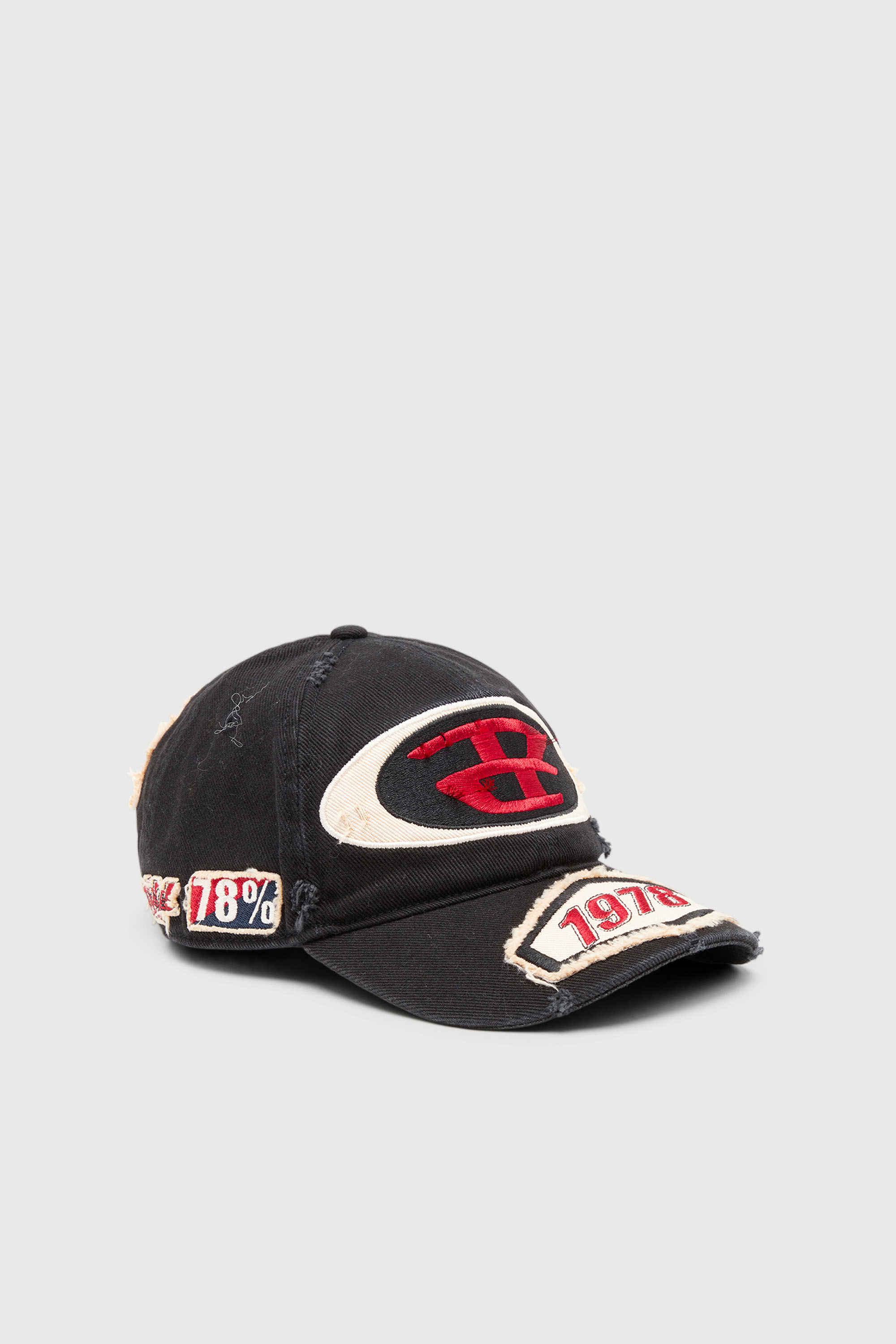 Diesel - C-BRAFF, Unisex's Baseball cap with embroidered patches in Black - 1