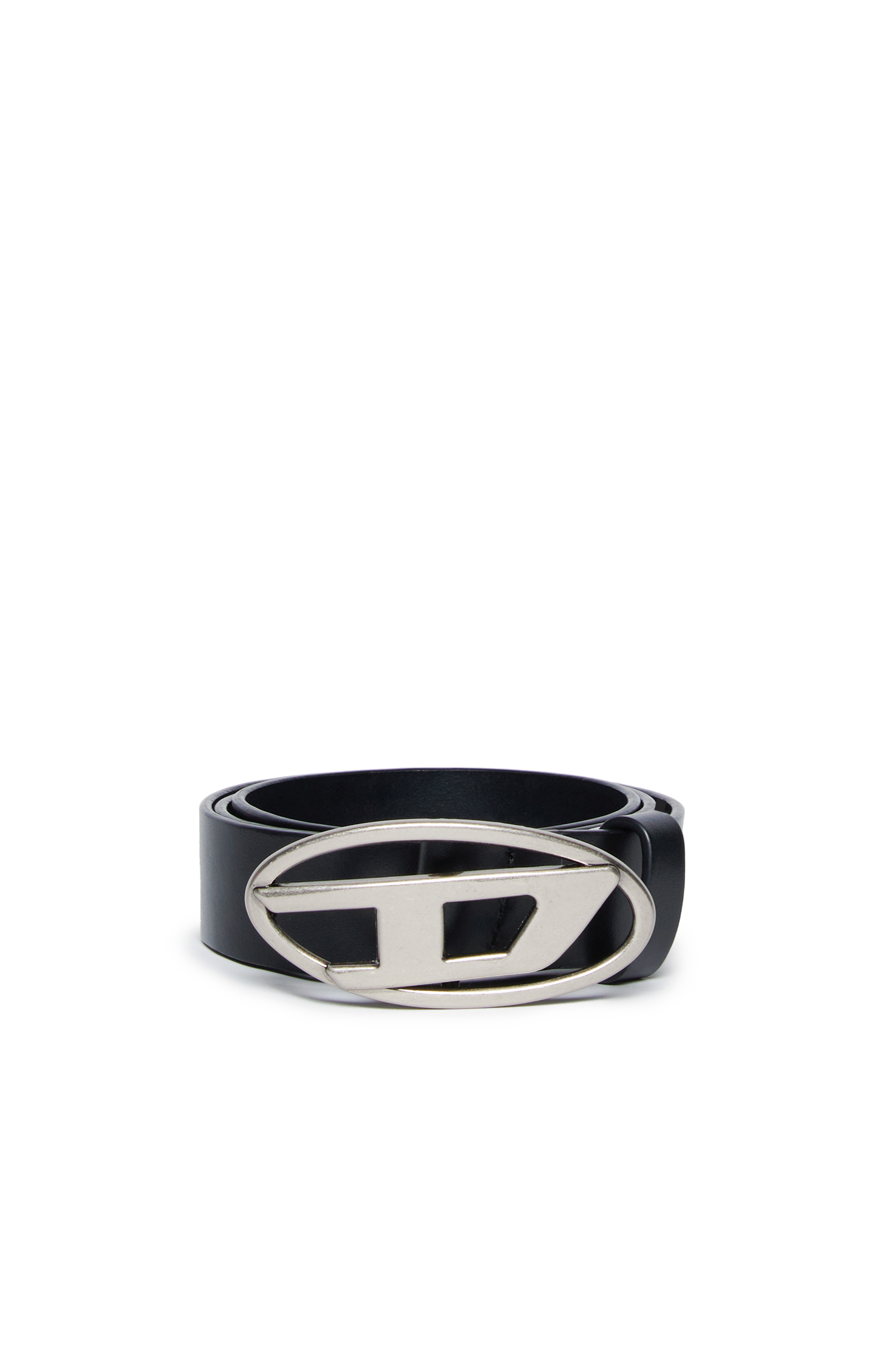 Diesel - B1DR, Unisex's Leather belt with Oval D buckle in Black - 1
