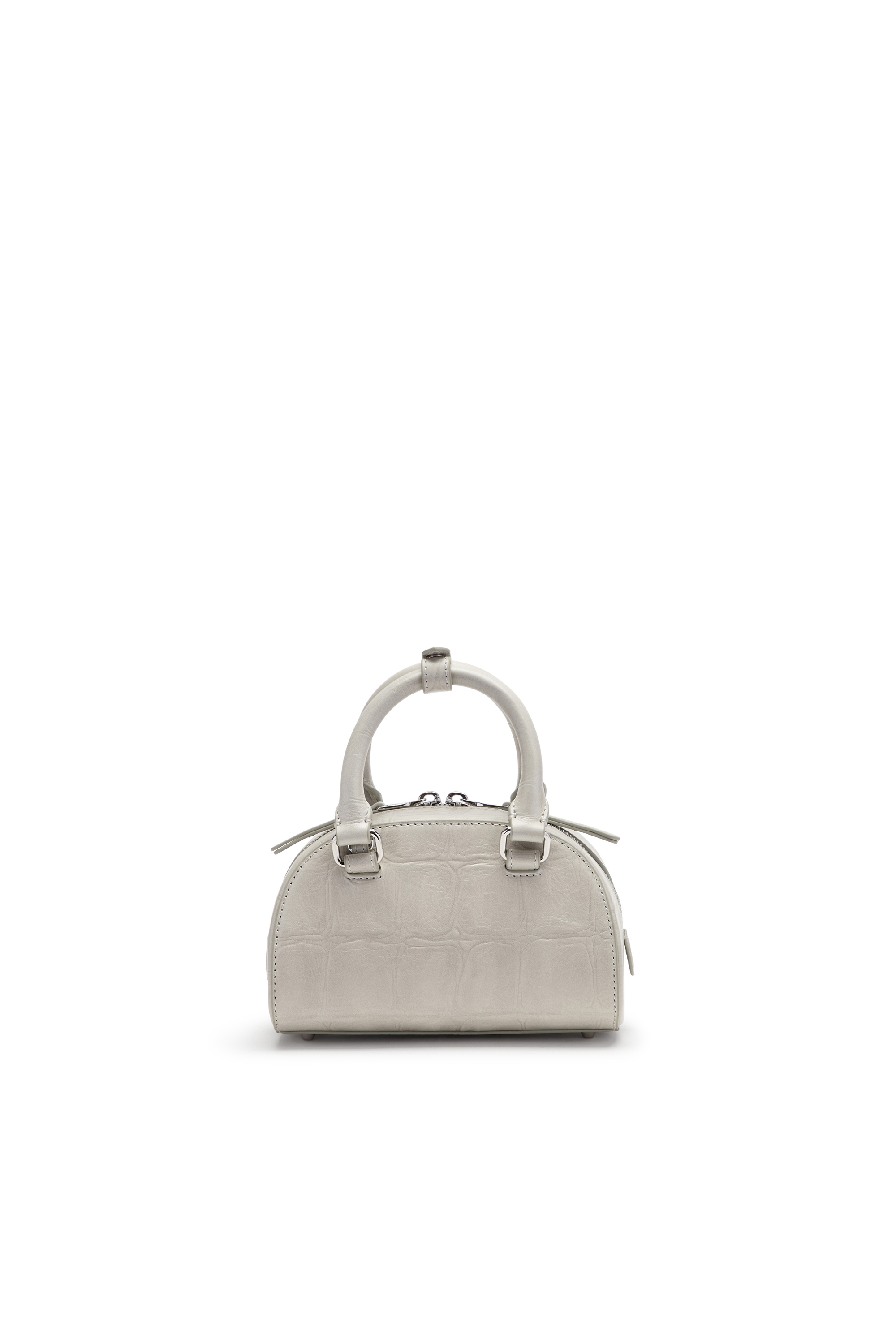 Diesel - 1DR DOME CROSSBODY, Woman's 1DR Dome-Mini bowling bag in croc-effect leather in Grey - 2