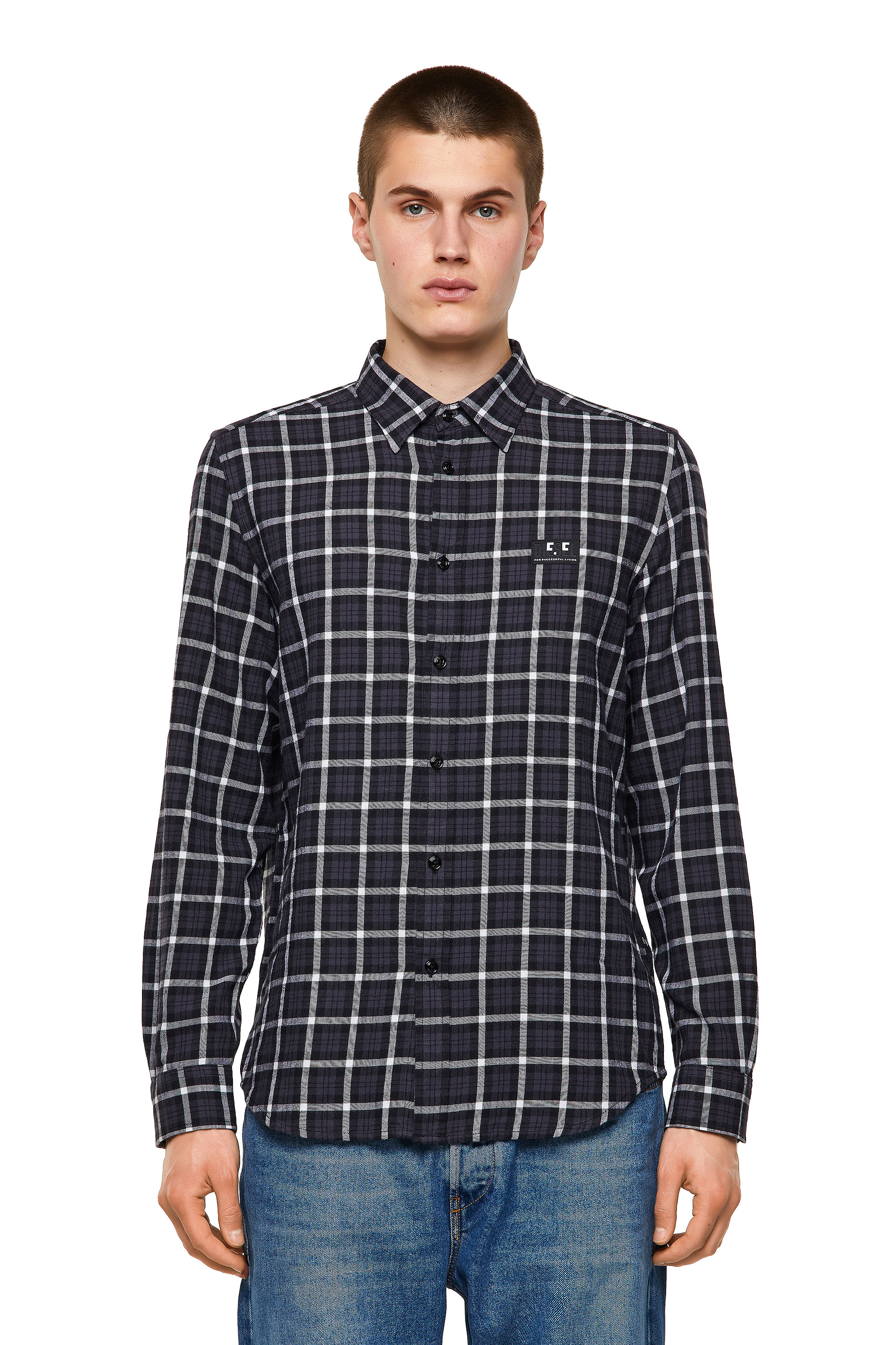S-MOI-CHK-A, White/Black - Shirts
