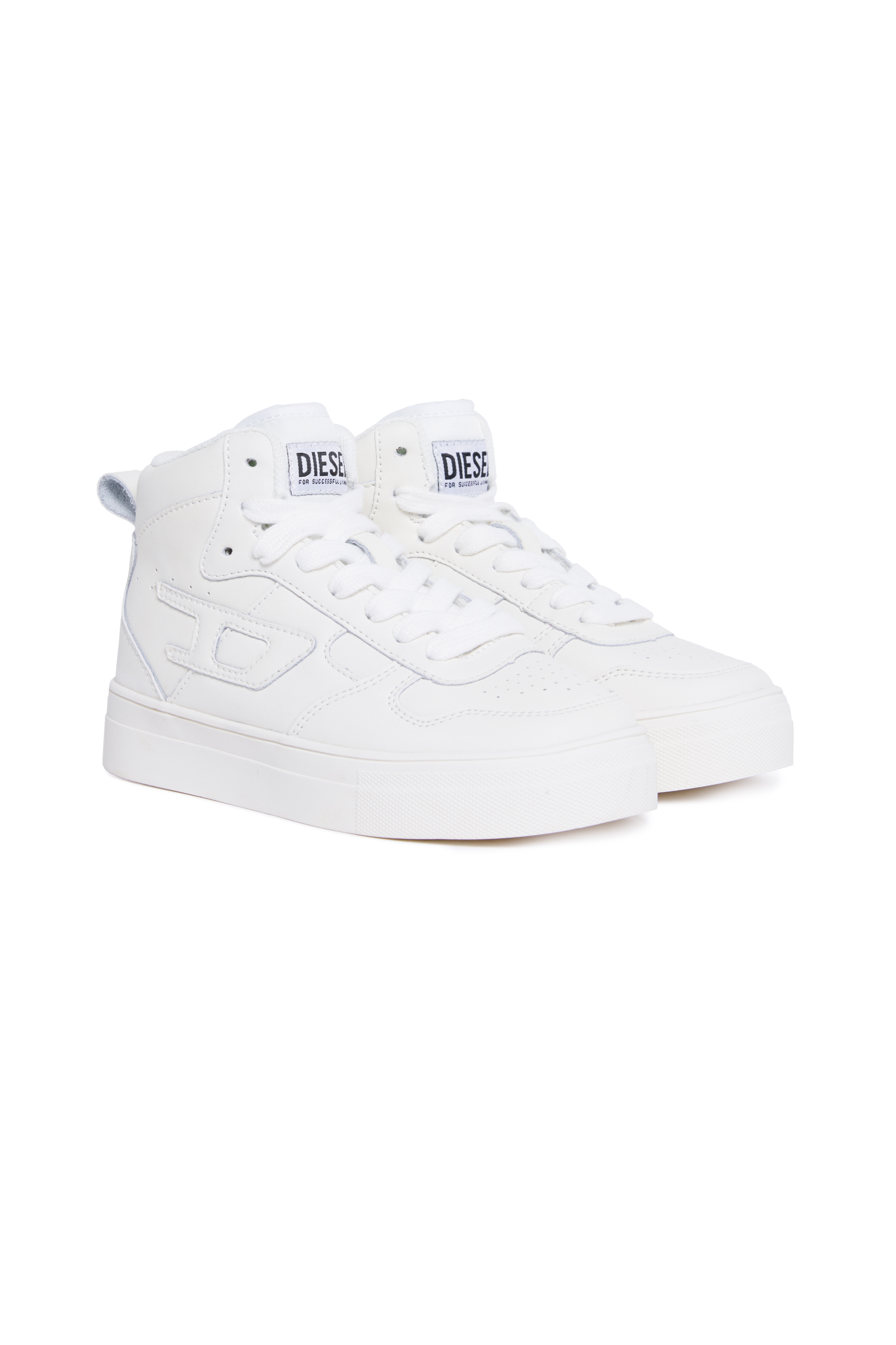 Diesel - S-UKIYO MID 2.0., Unisex's High-top sneakers in perforated leather in White - 2