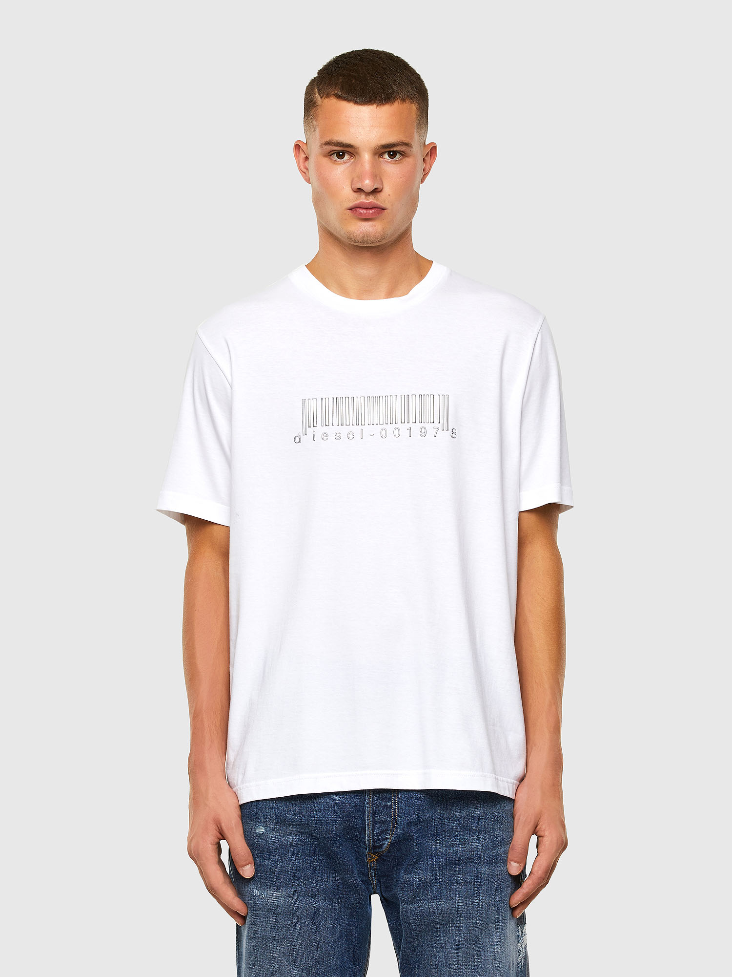 T-JUST-SLITS-X85 Man: T-shirt with silver Barcode print | Diesel