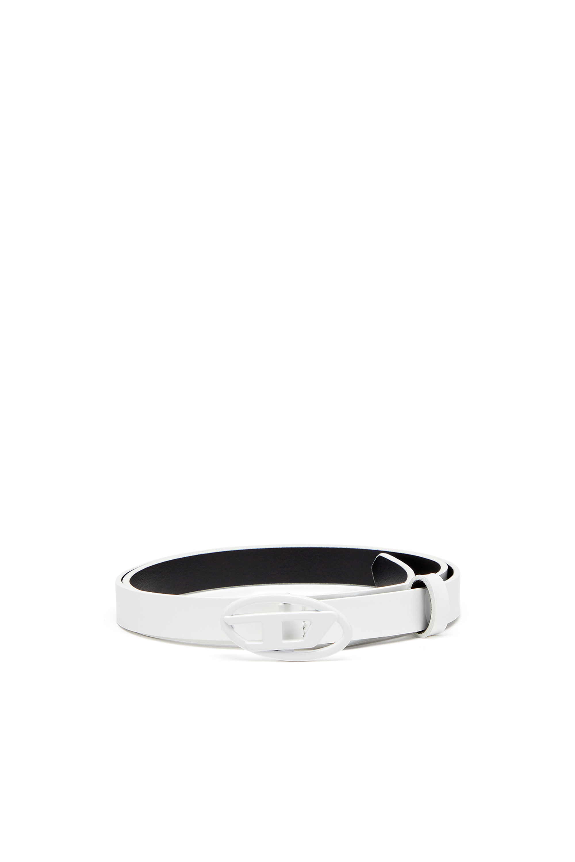 Diesel - B-PLAY 15, Woman's 1.5cm slim belt in glossy leather in White - 1