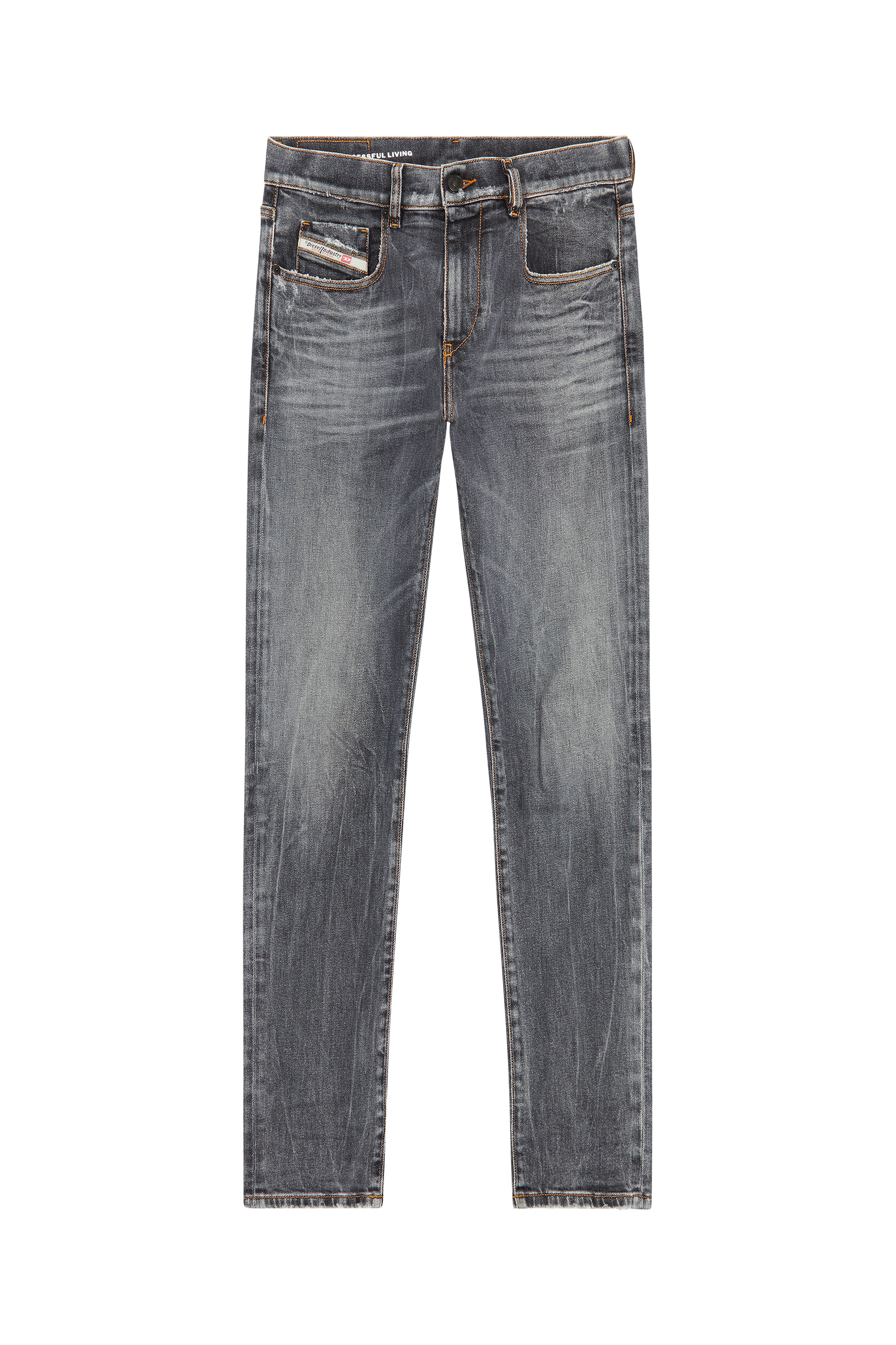 Diesel - 2019 D-Strukt 09E80 Slim Jeans, Black/Dark grey - Image 5