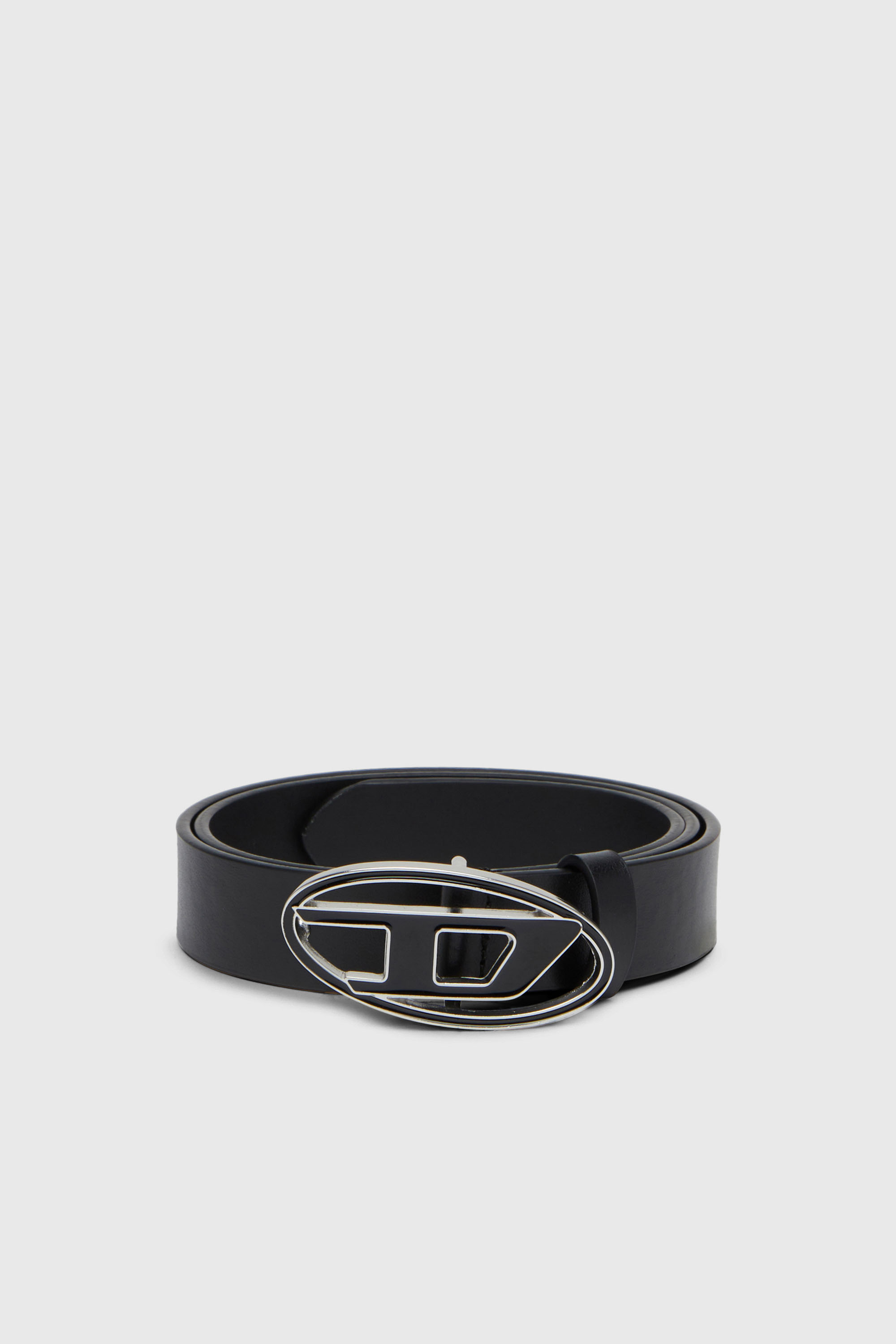 Diesel - B-1DR 25, Woman's 2.4cm leather belt with enamelled Oval D buckle in Black - 1