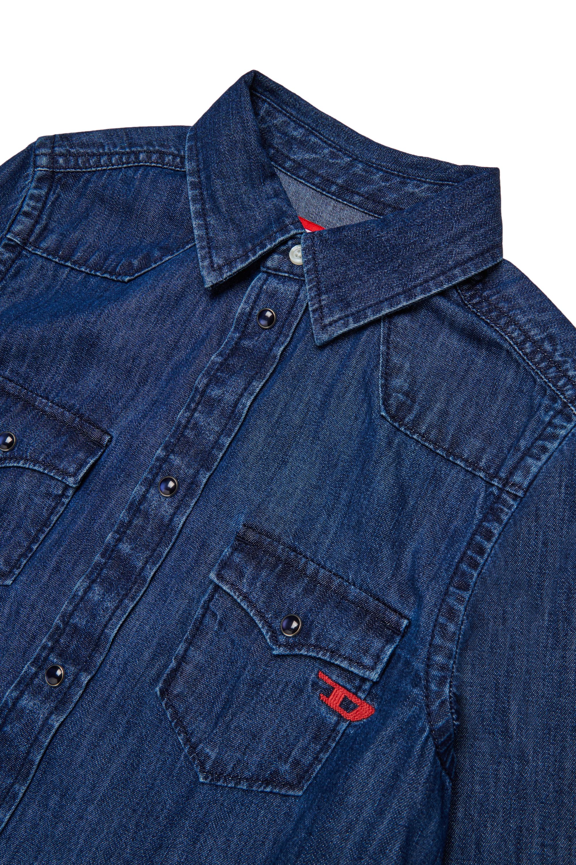 Diesel - CEKO, Man's Denim shirt with applied pocket in Dark Blue - 3