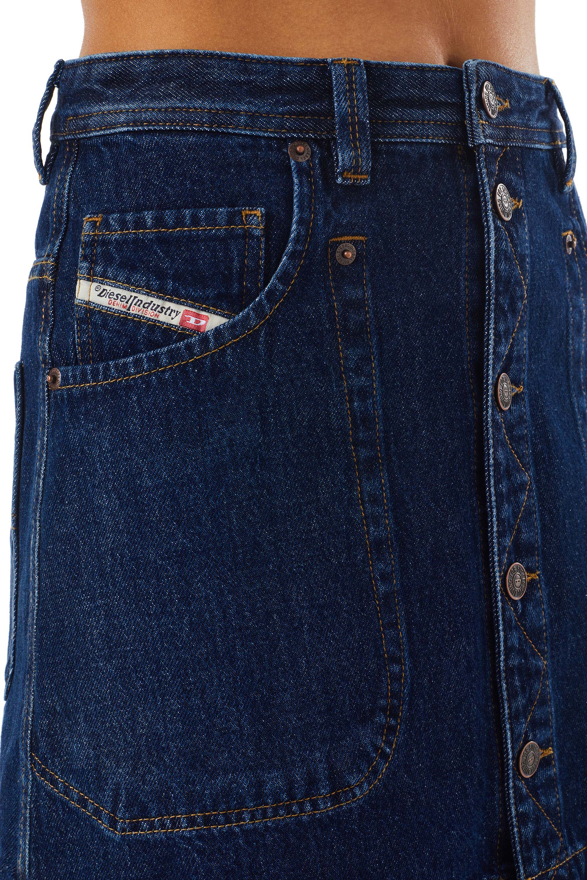Diesel - DE-ALBUS A-LINE SKIRT, Woman's A-line mini skirt in denim in Dark Blue - 6